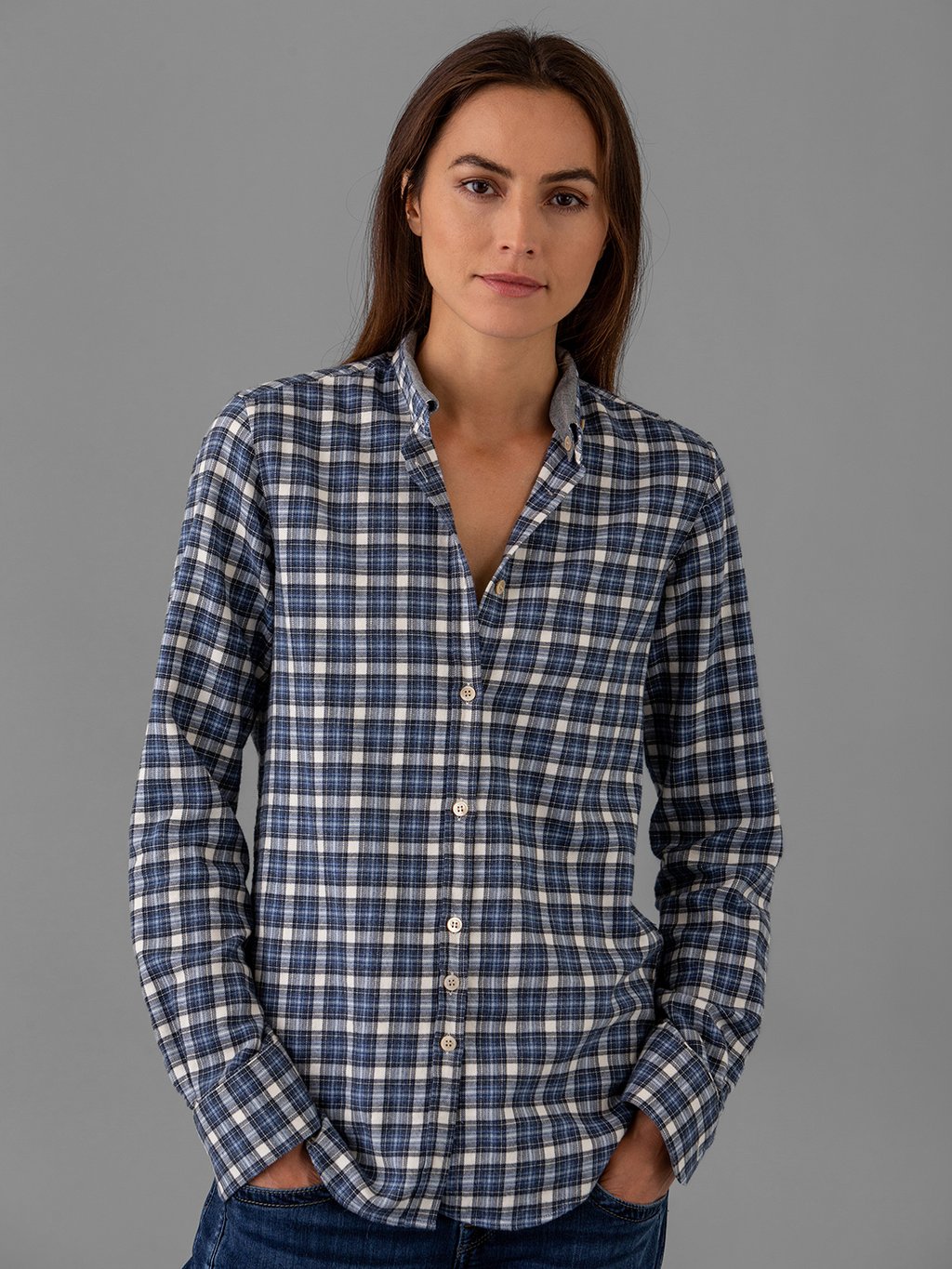 Detailansicht von Flanellbluse aus Baumwolle von AGLINI