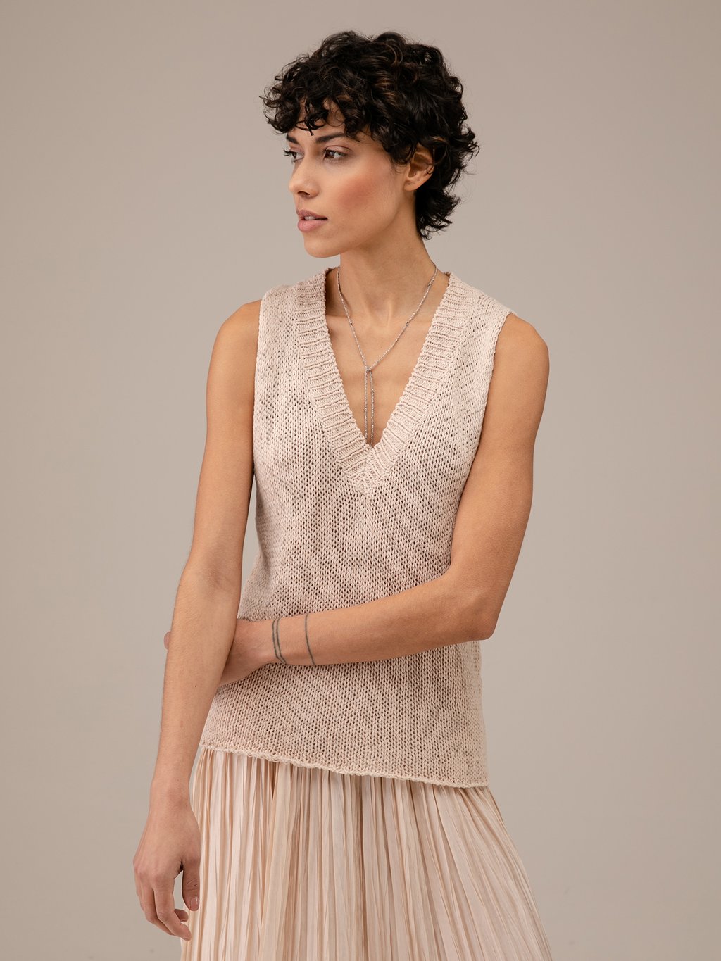 Detailansicht von Stricktop aus Baumwolle von ROBERTO COLLINA