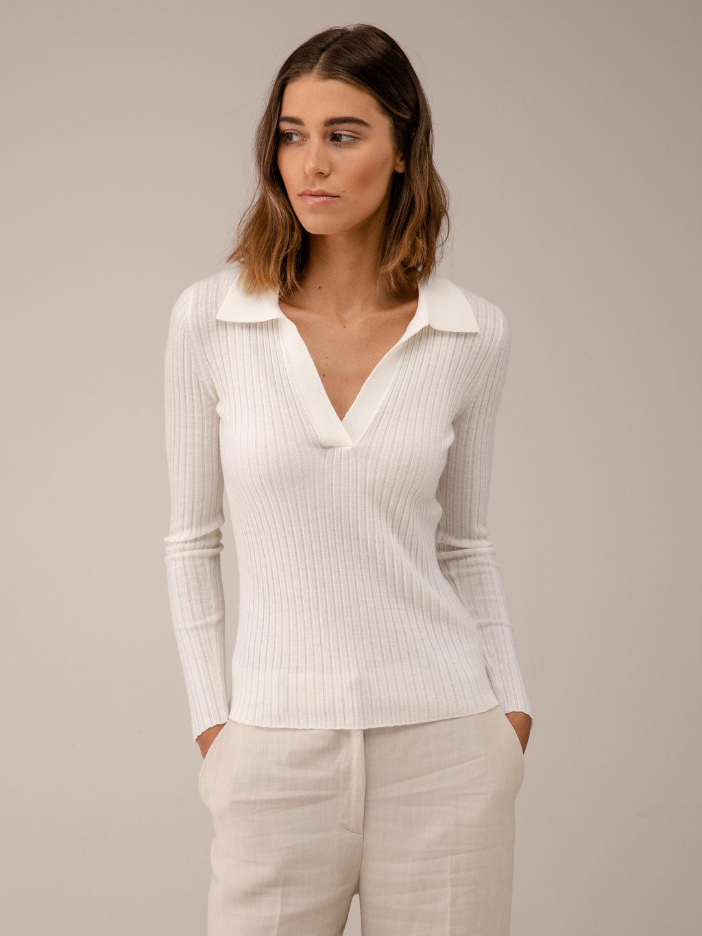 Detailansicht von Rippstrickpullover aus Merinowolle von DANIELS