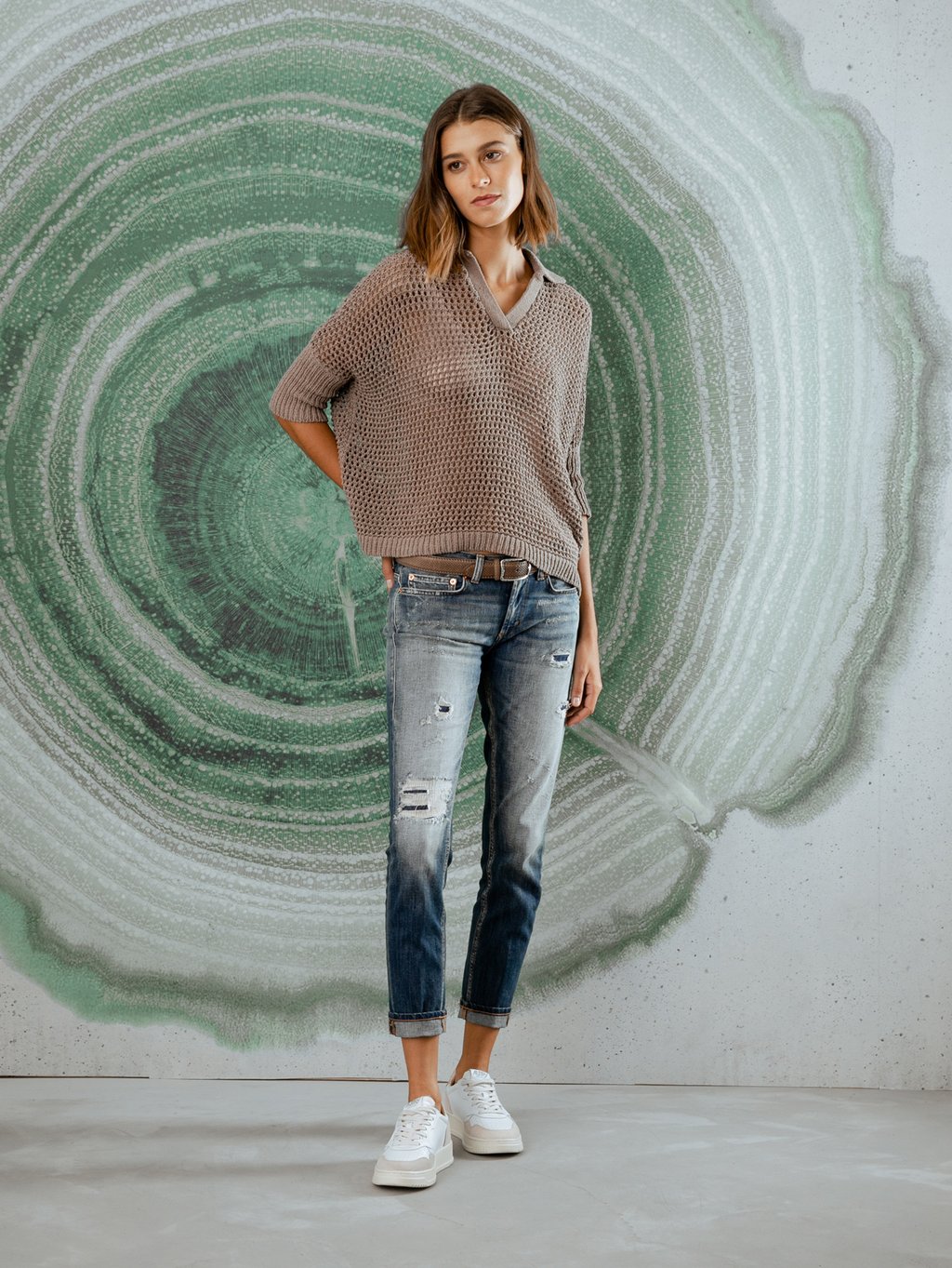 Detailansicht von Kurzarm-Pullover mit Lochstrick von DANIELS