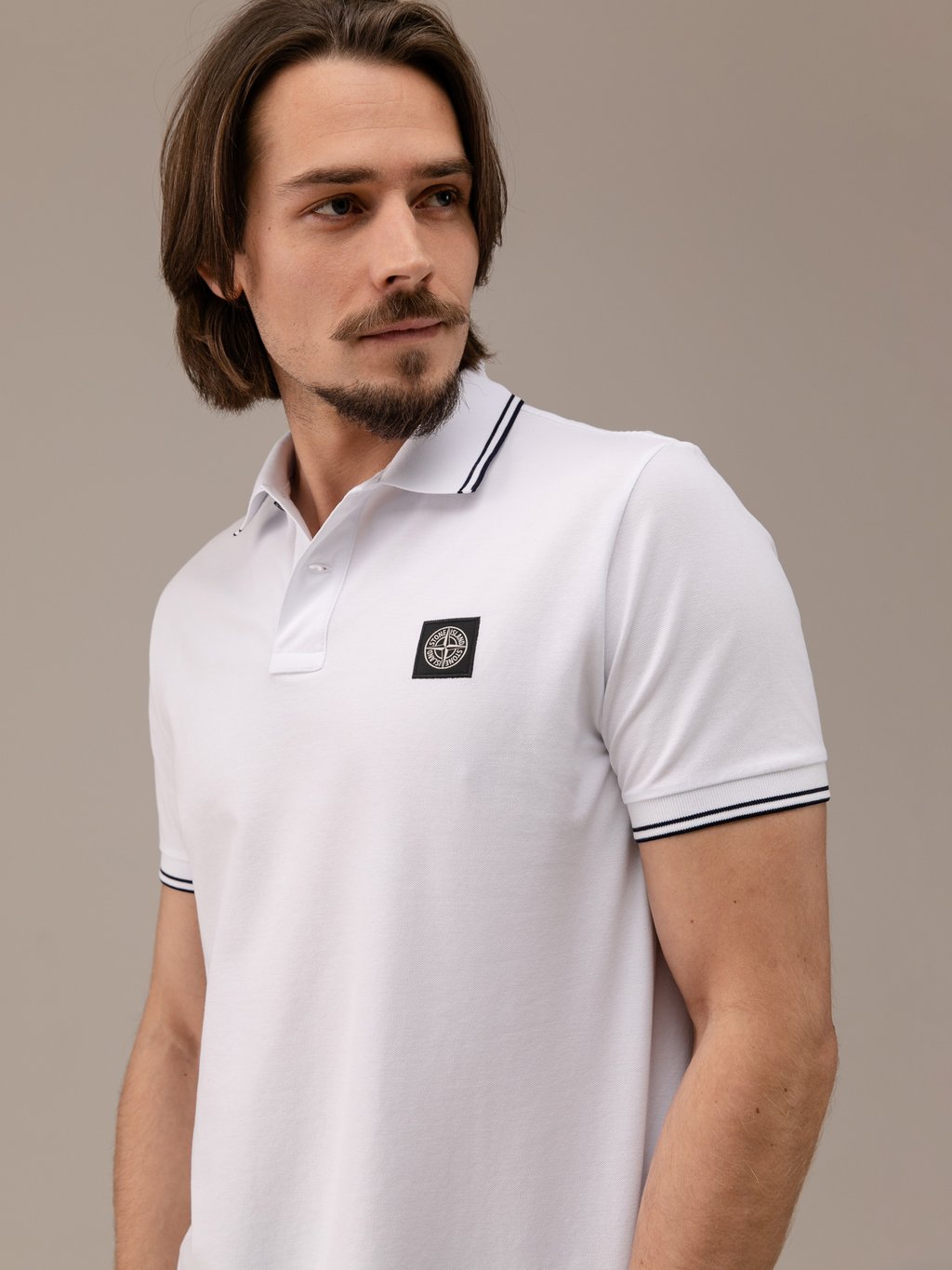 Detailansicht von Kurzarm-Poloshirt aus Baumwolle von STONE ISLAND
