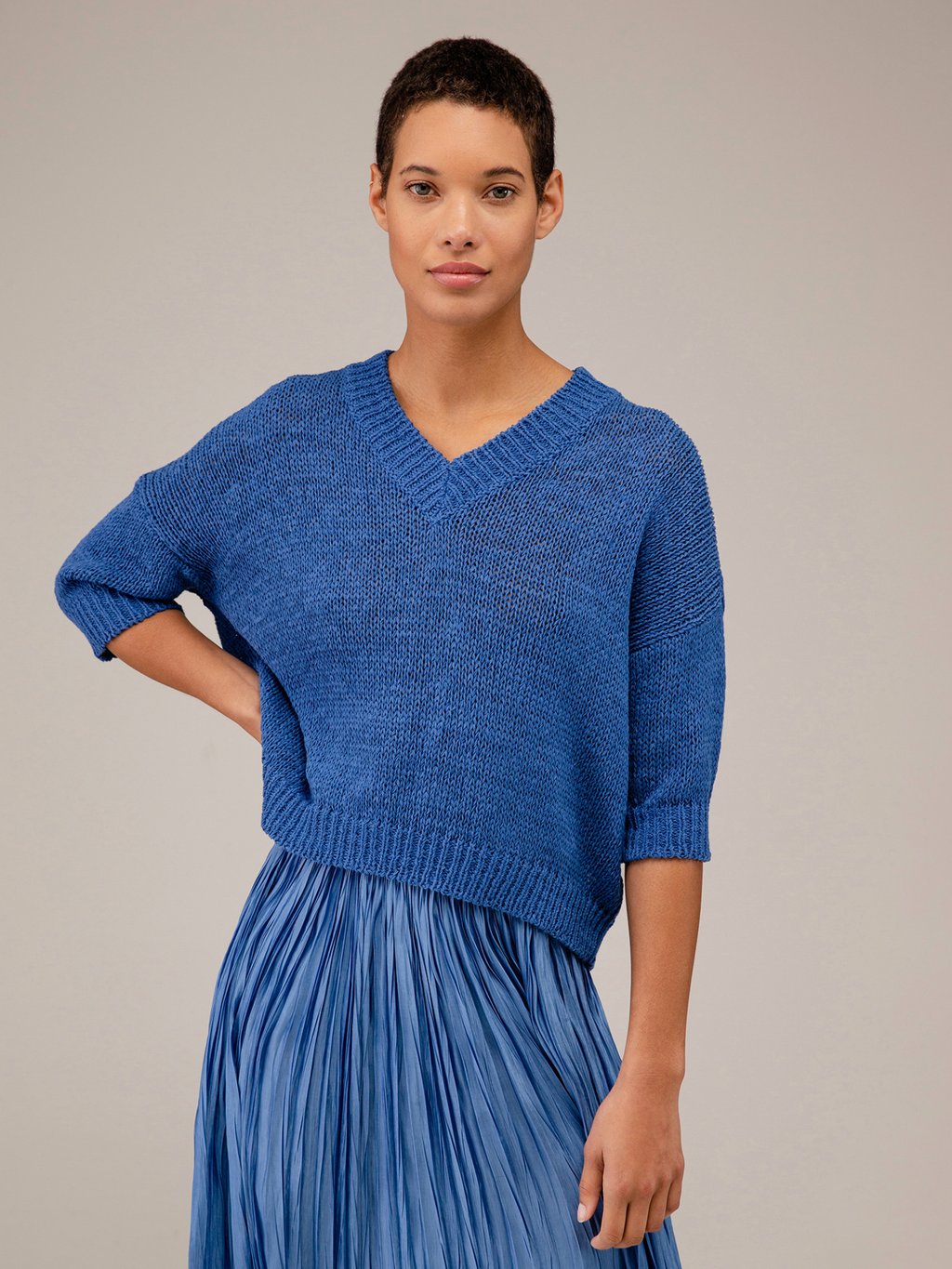 Detailansicht von Kurzarm-Pullover aus Baumwolle von ROBERTO COLLINA