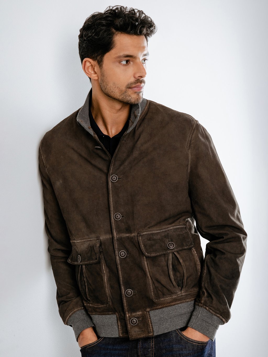 Detailansicht von Velourlederjacke von THE JACK LEATHERS