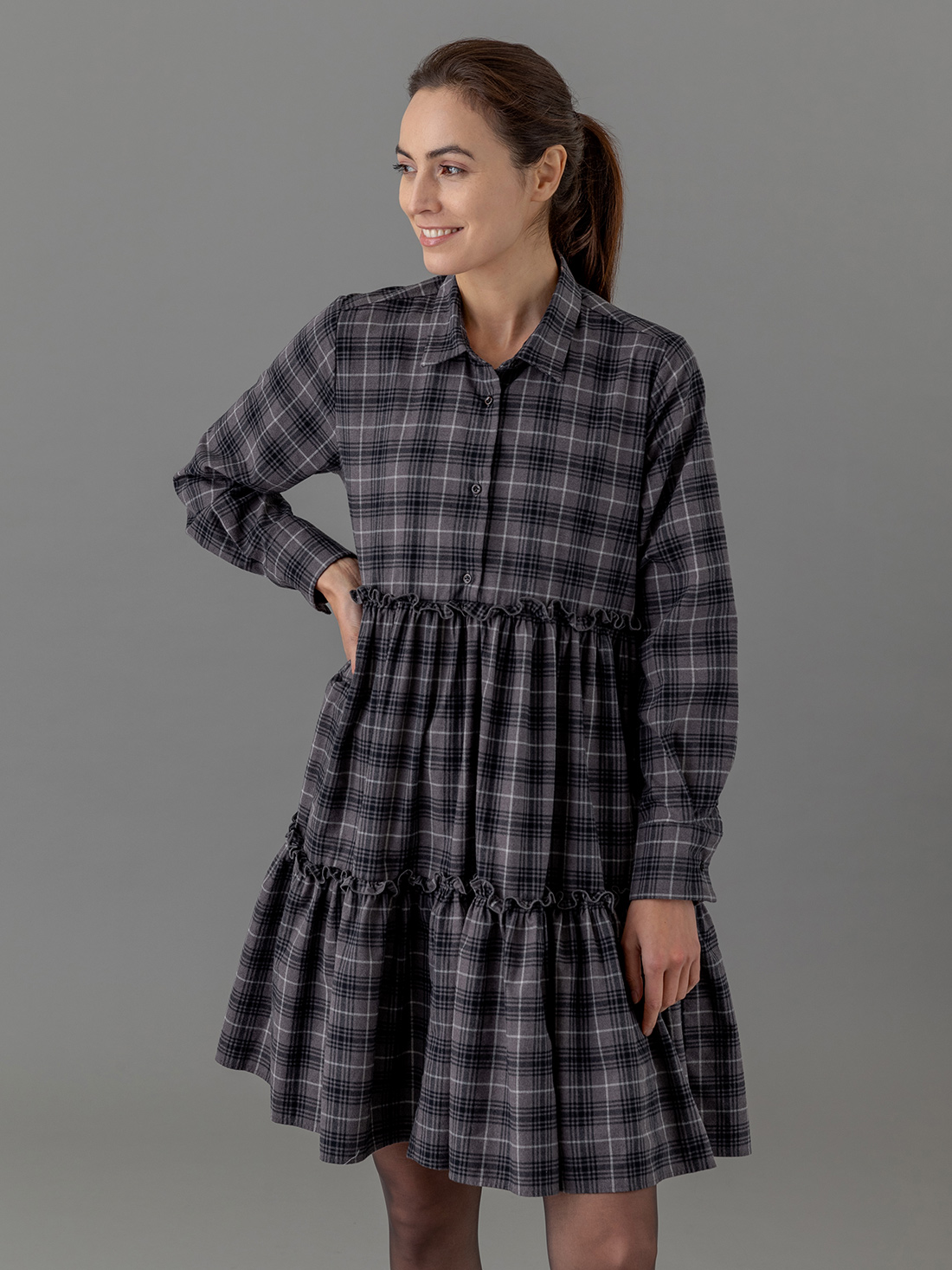 Detailansicht von Midi-Baumwollkleid von AGLINI