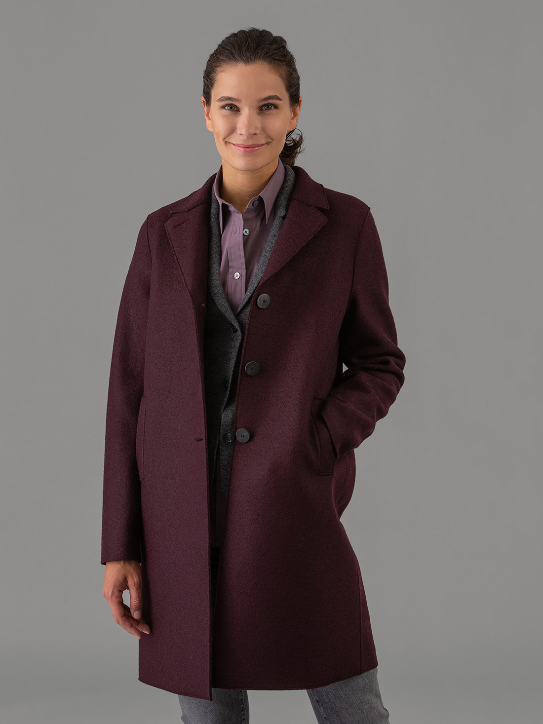 Detailansicht von Schurwollmantel von HARRIS WHARF LONDON