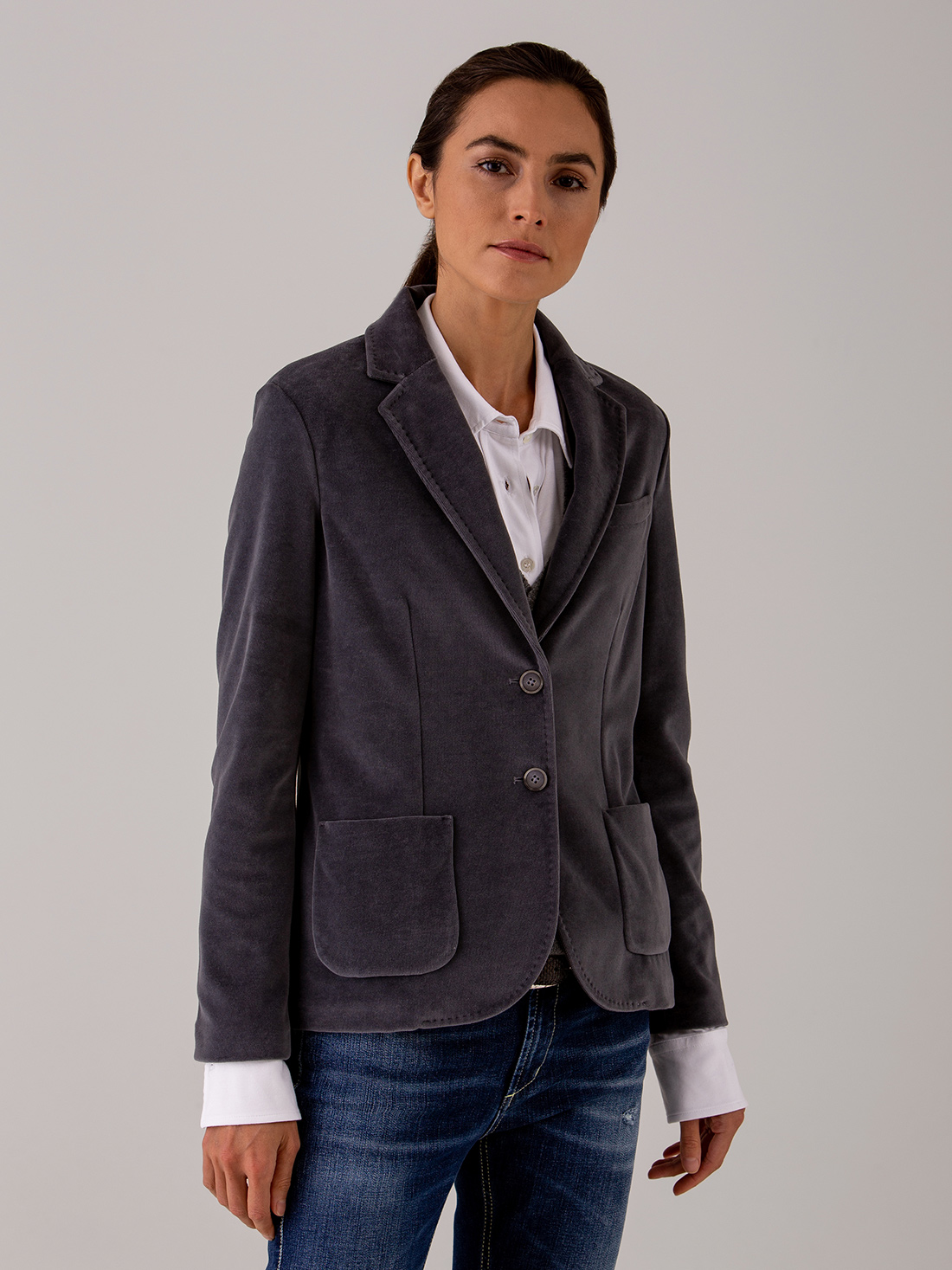 Detailansicht von Samtblazer aus Baumwolle von CIRCOLO