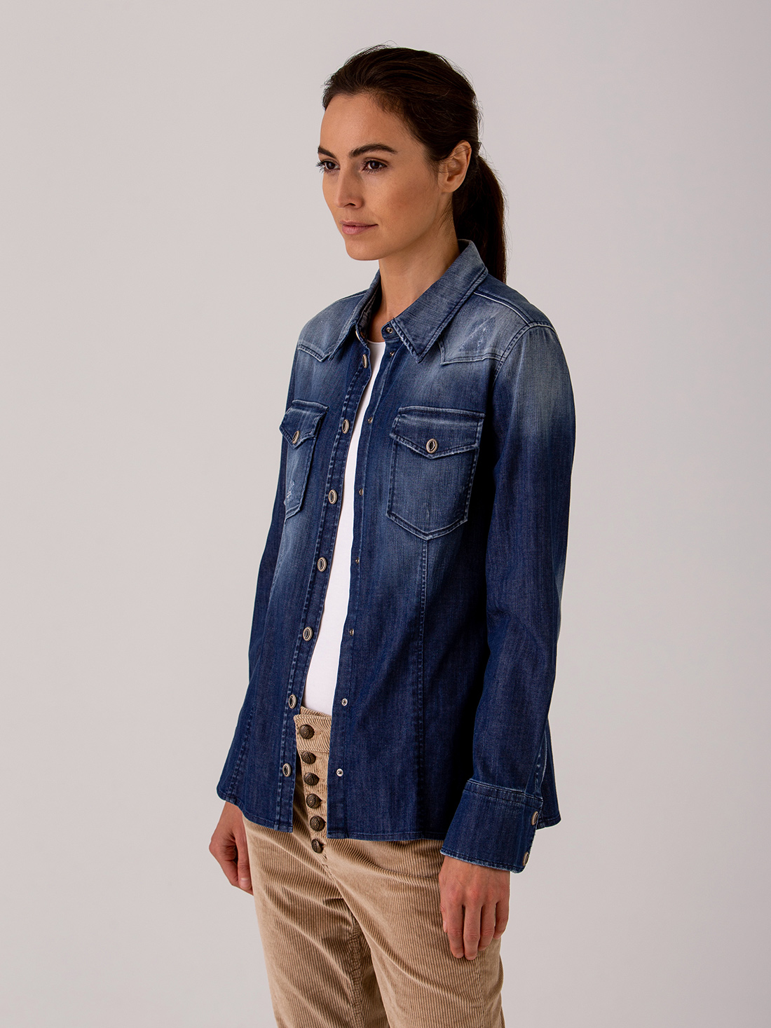 Detailansicht von Jeanshemd aus Baumwolle von DONDUP