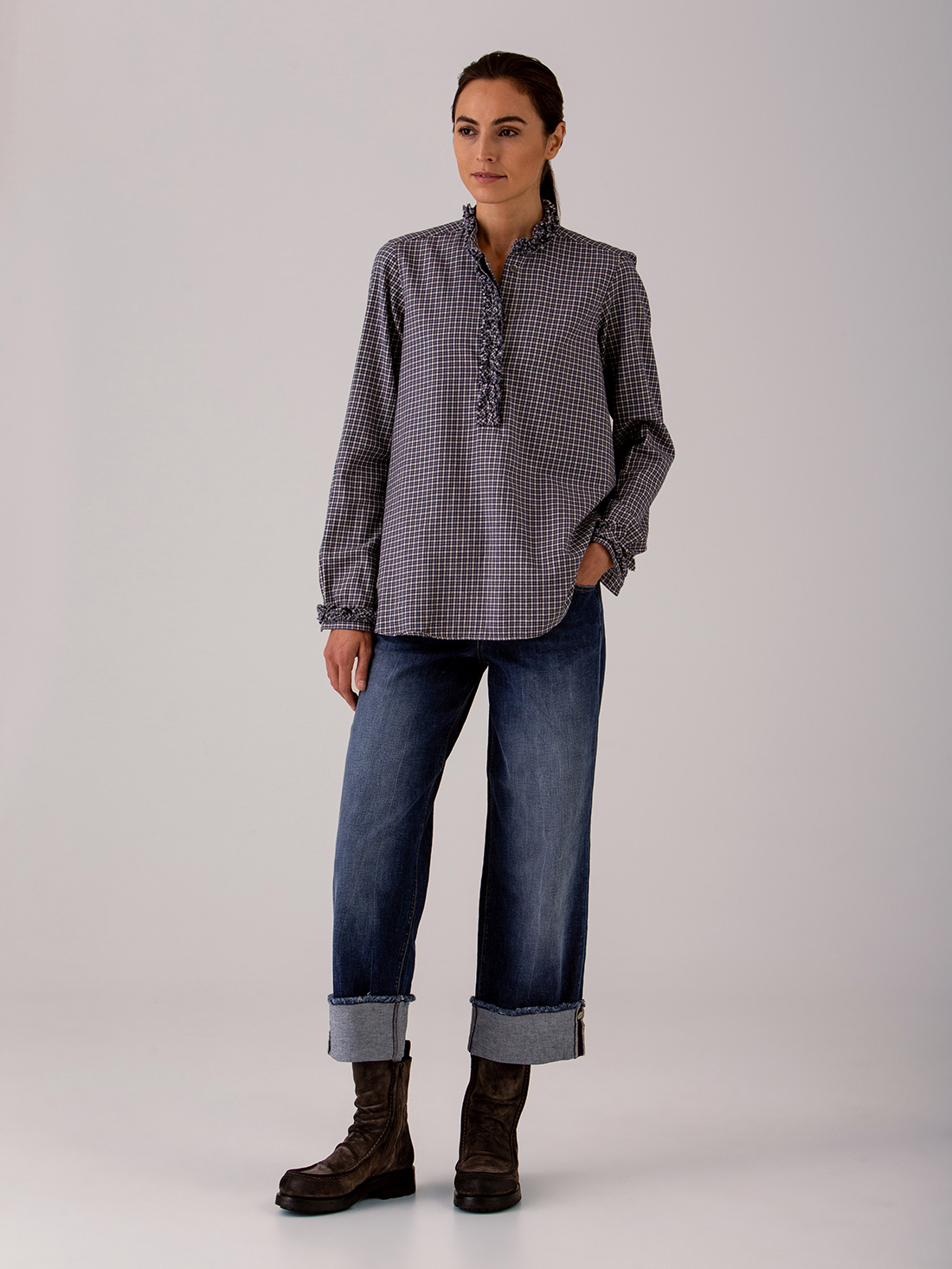 Detailansicht von Flanellbluse aus Baumwolle von AGLINI