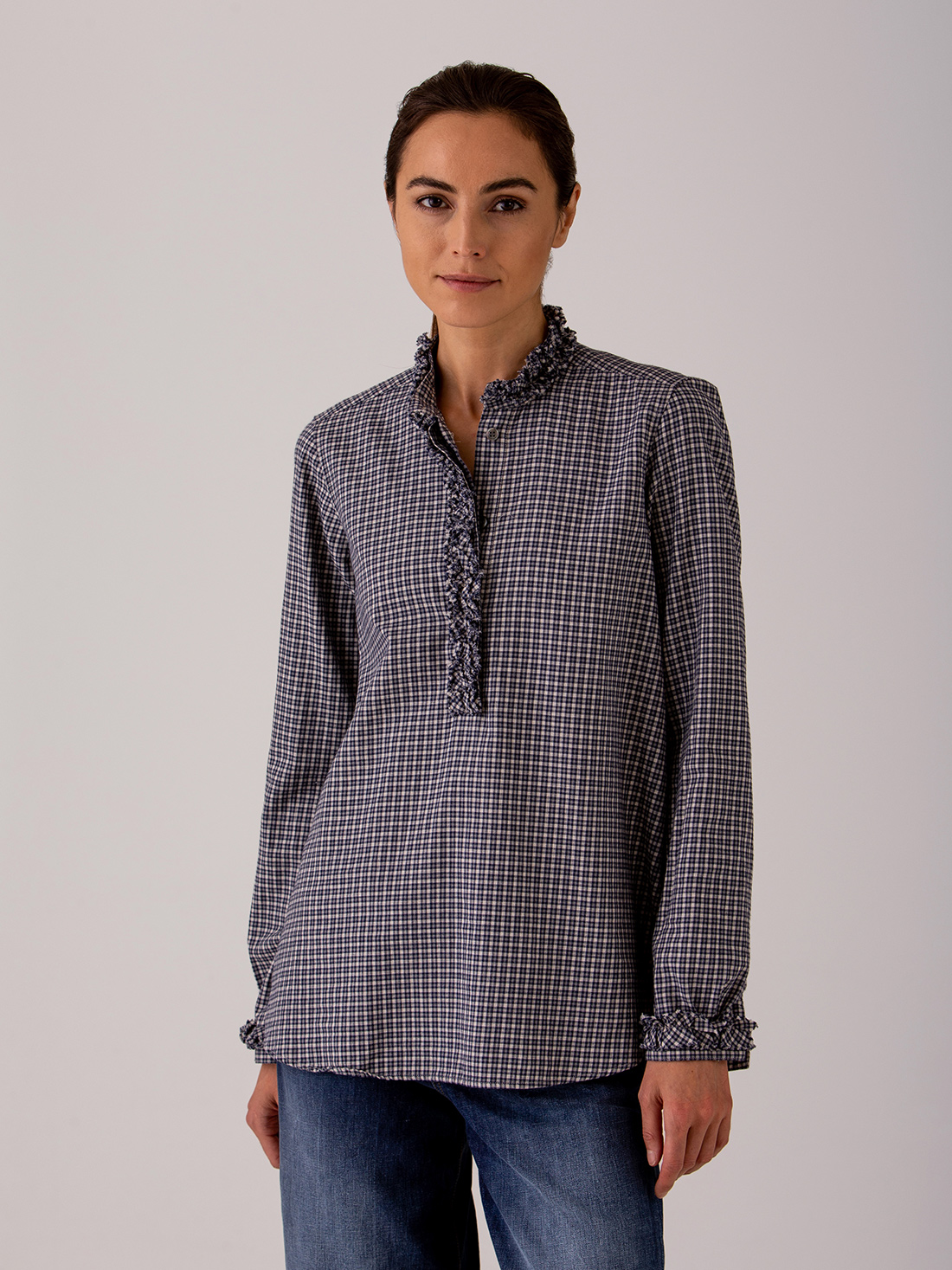 Detailansicht von Flanellbluse aus Baumwolle von AGLINI