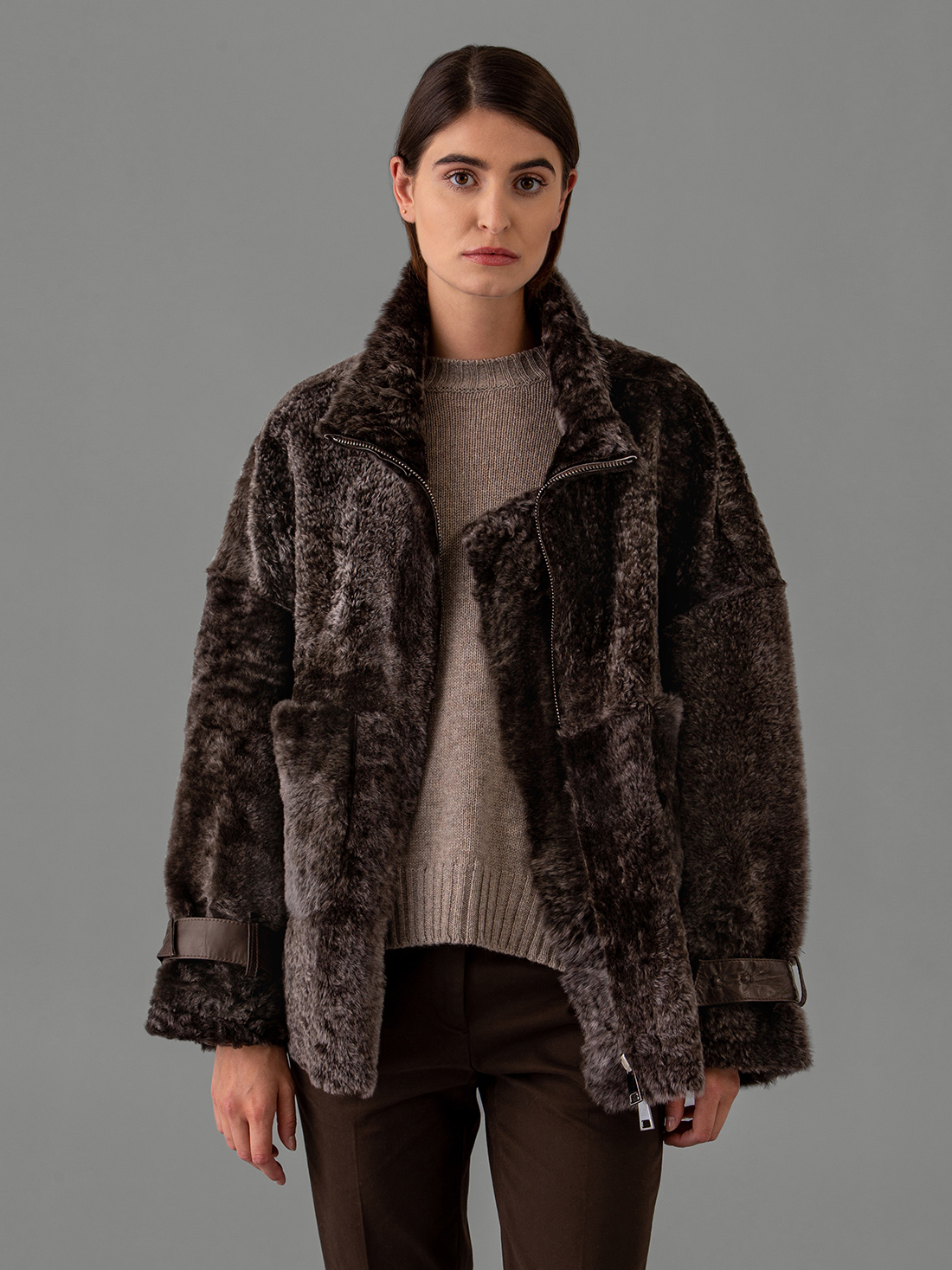 Detailansicht von Wendbare Lammlederjacke von GIORGIO BRATO