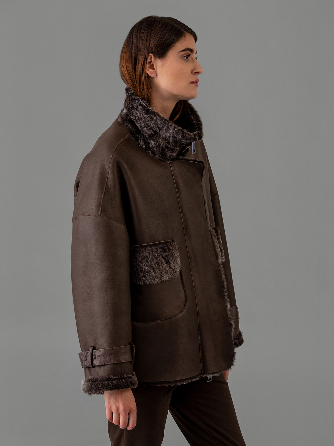 Detailansicht von Wendbare Lammlederjacke von GIORGIO BRATO