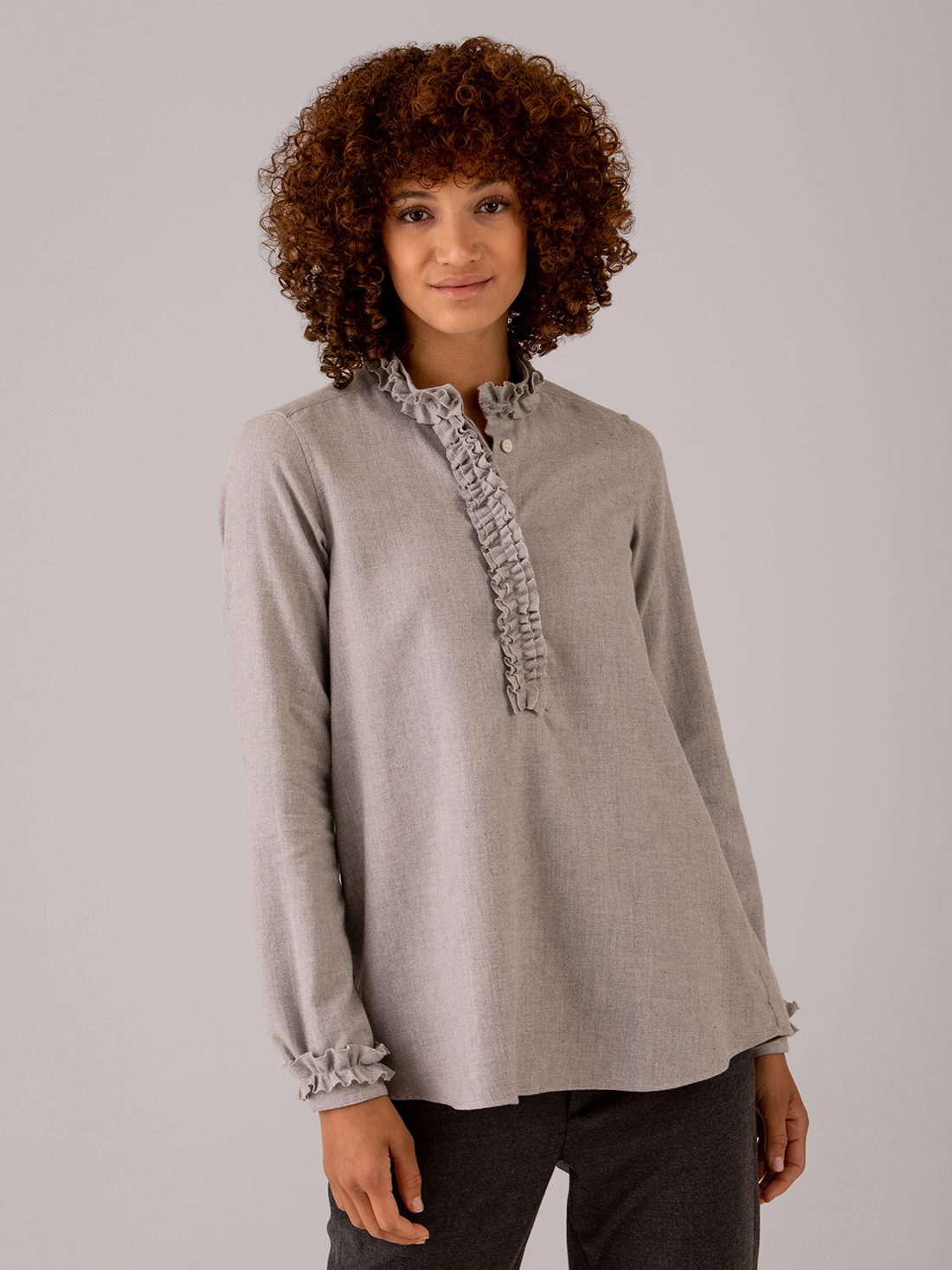 Detailansicht von Flanellbluse aus Baumwolle von AGLINI