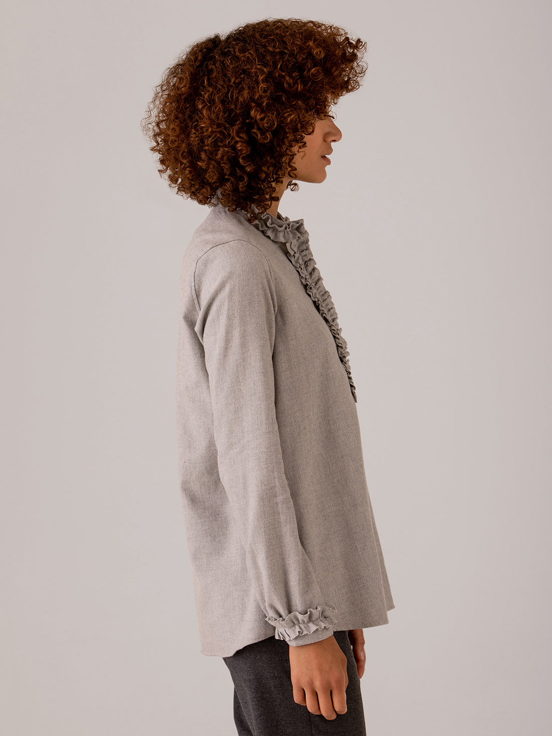 Detailansicht von Flanellbluse aus Baumwolle von AGLINI