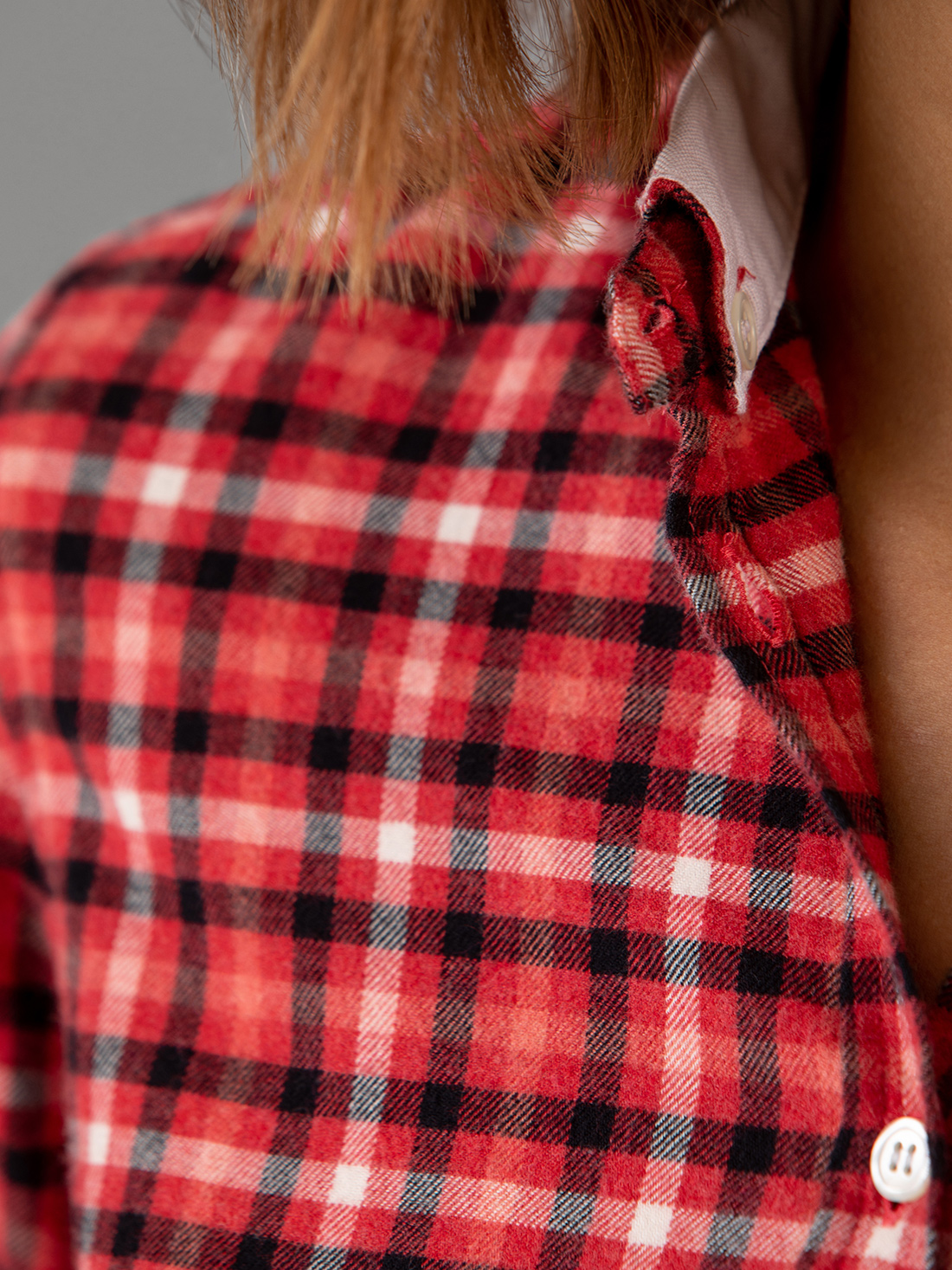 Detailansicht von Karierte Flanellbluse aus Baumwolle von AGLINI