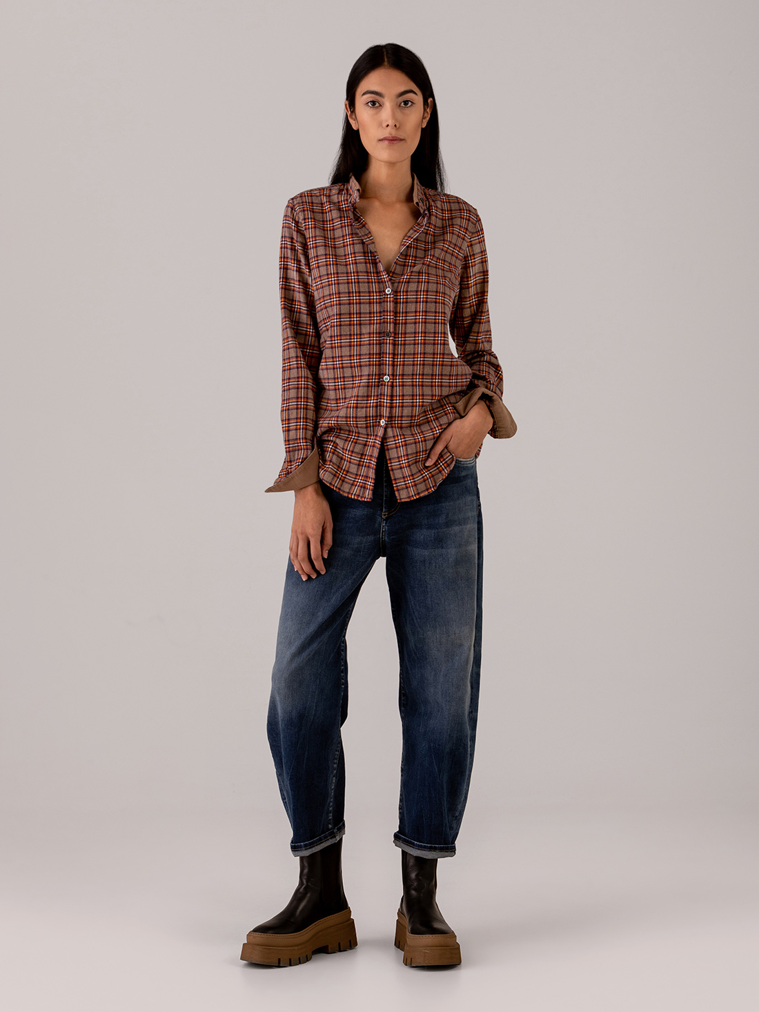 Detailansicht von Flanellbluse aus Baumwolle von AGLINI