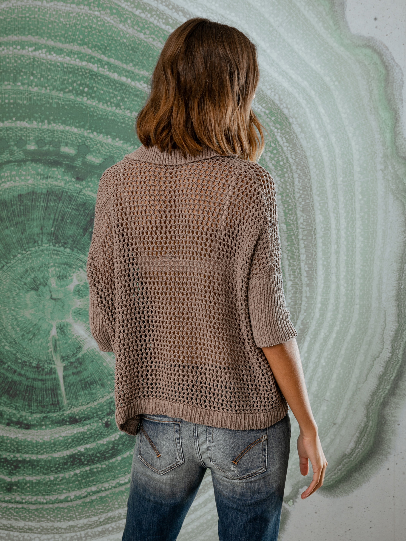 Detailansicht von Kurzarm-Pullover mit Lochstrick von DANIELS