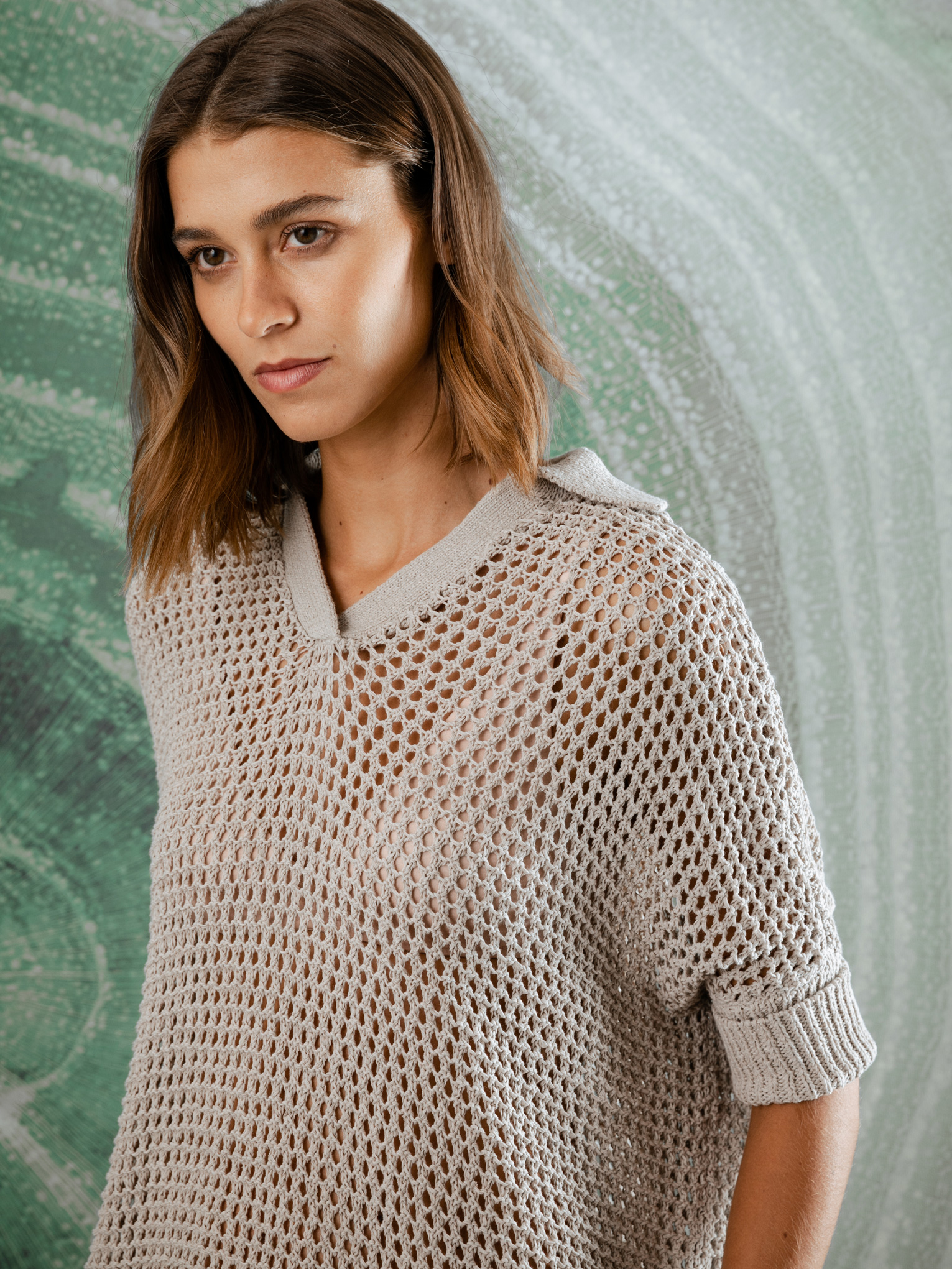 Detailansicht von Kurzarm-Pullover mit Lochstrick von DANIELS