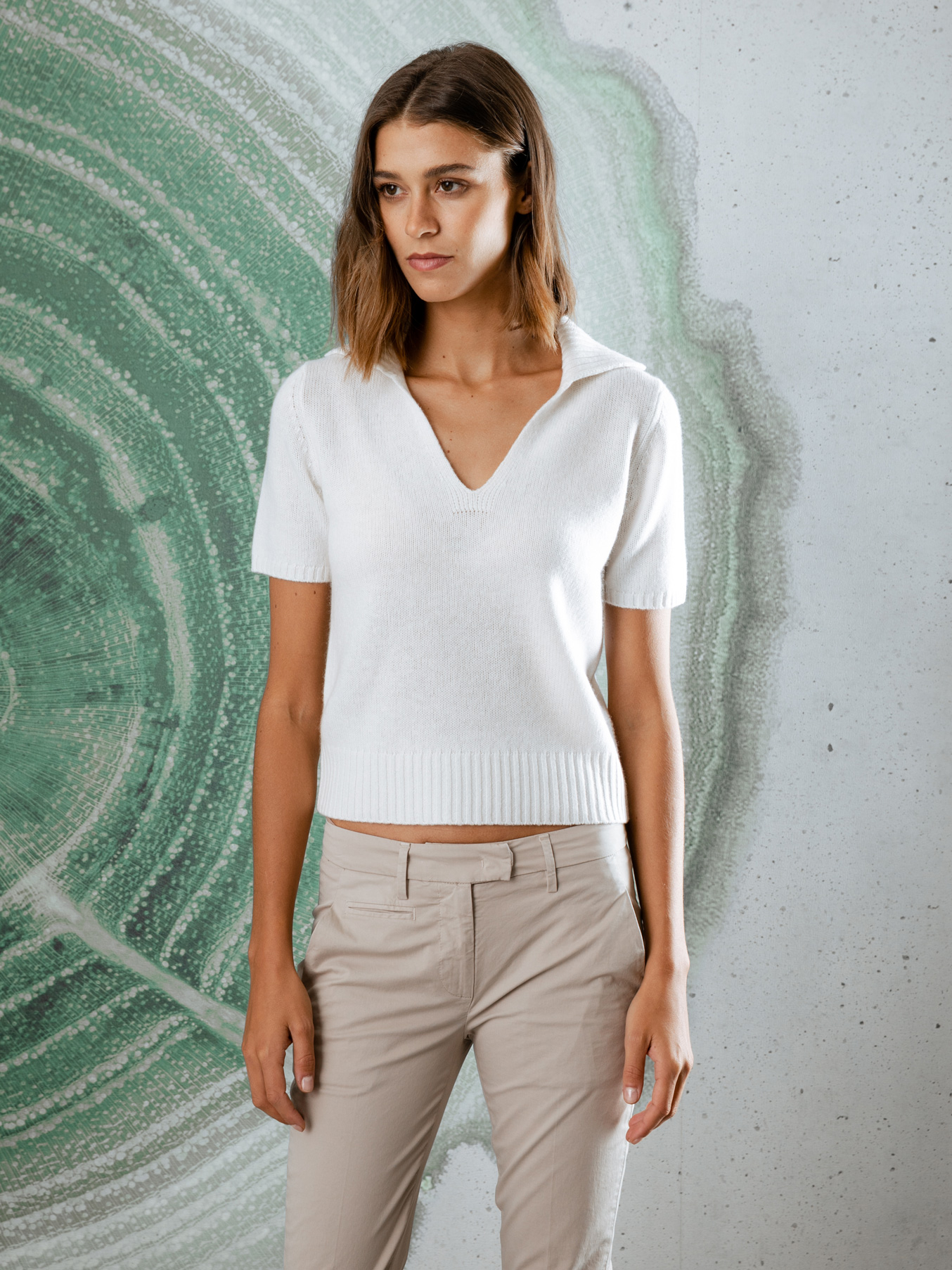 Detailansicht von Kurzarm-Pullover aus Schurwolle von ALLUDE