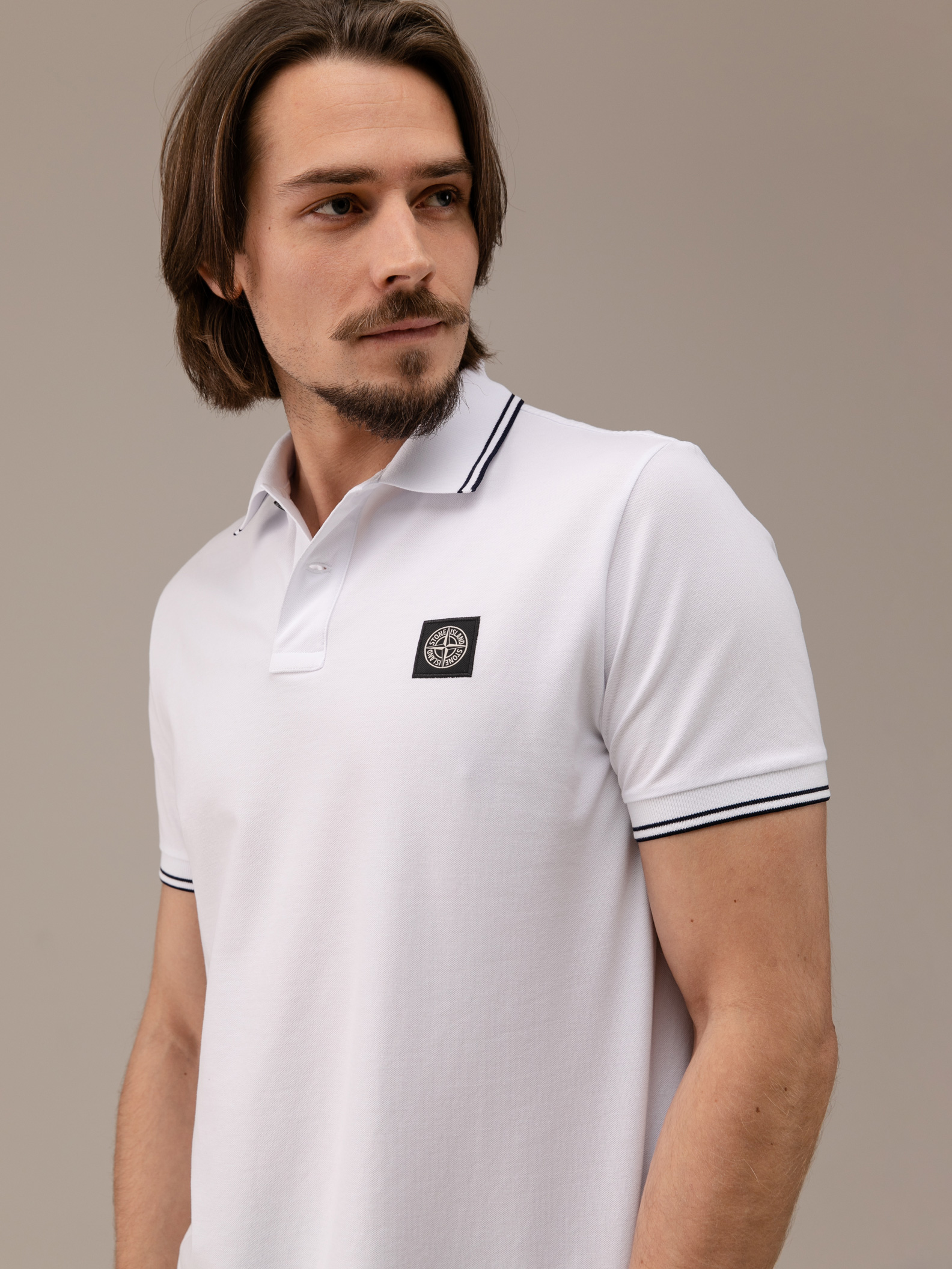 Detailansicht von Kurzarm-Poloshirt aus Baumwolle von STONE ISLAND
