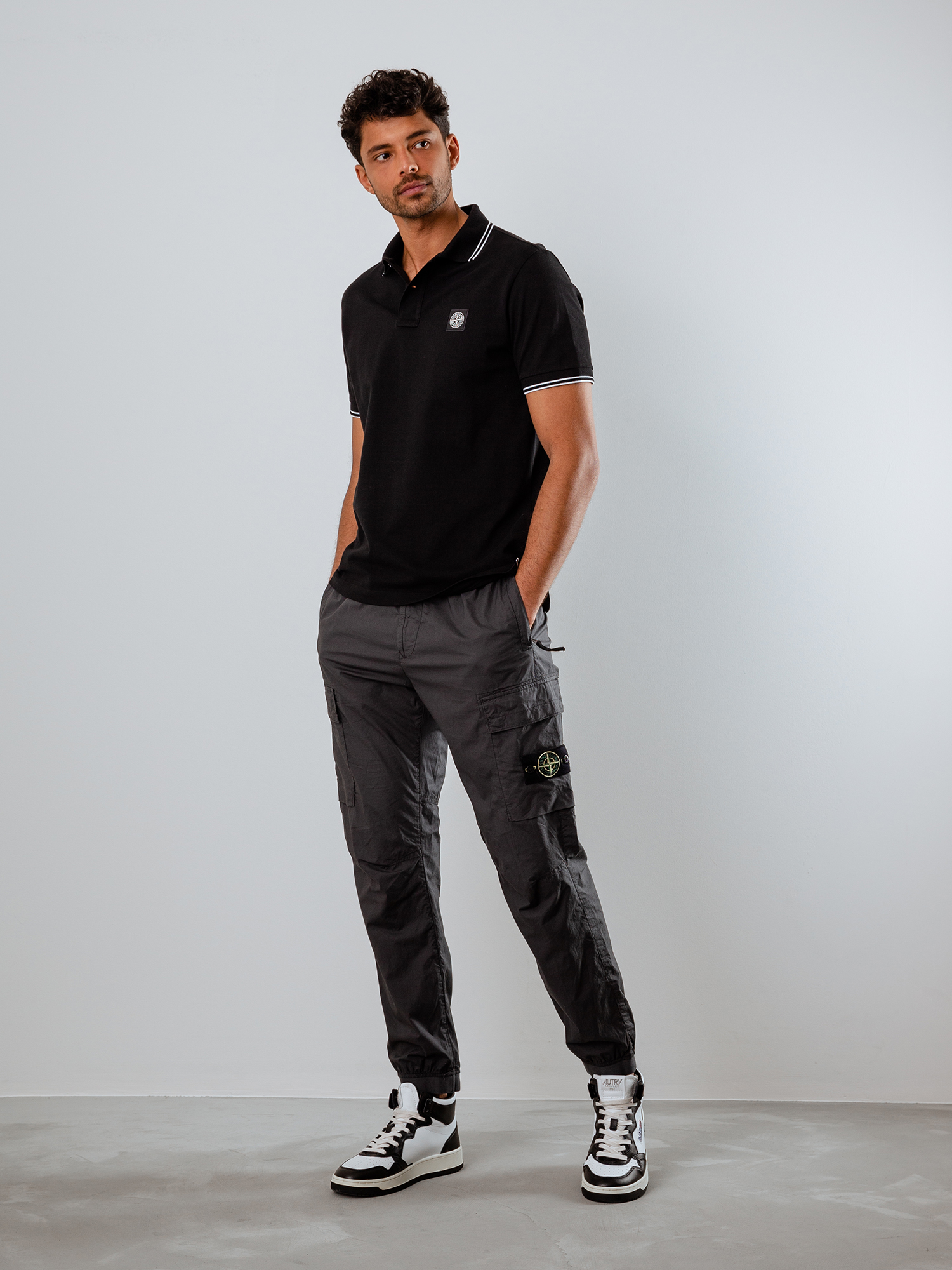 Detailansicht von Kurzarm-Poloshirt aus Baumwolle von STONE ISLAND