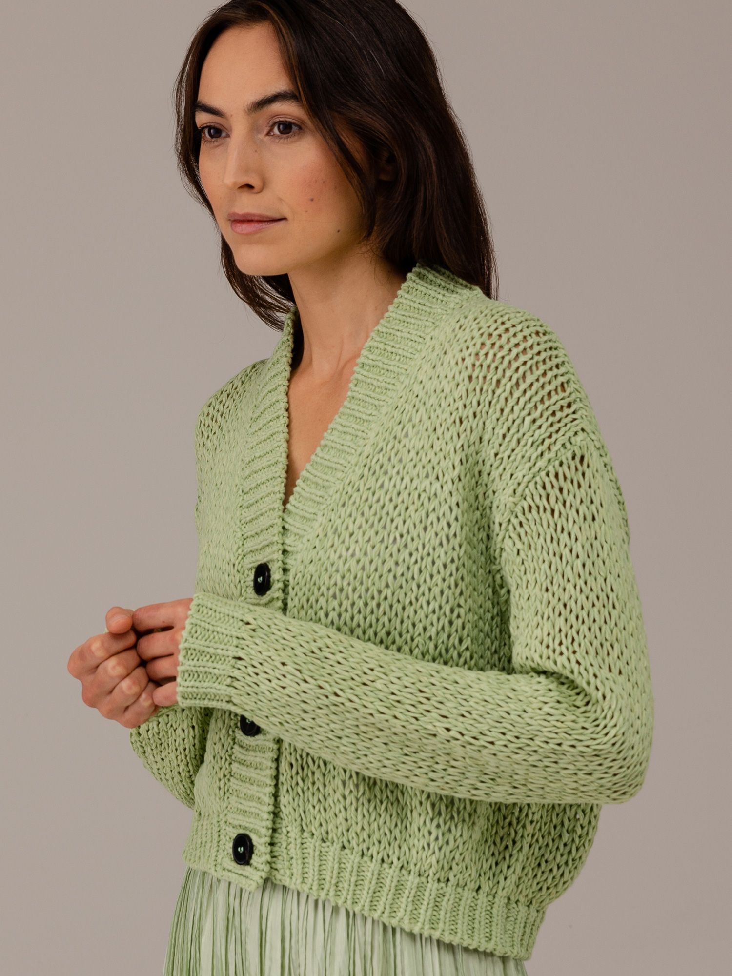 Detailansicht von Strickjacke aus Baumwolle von ROBERTO COLLINA