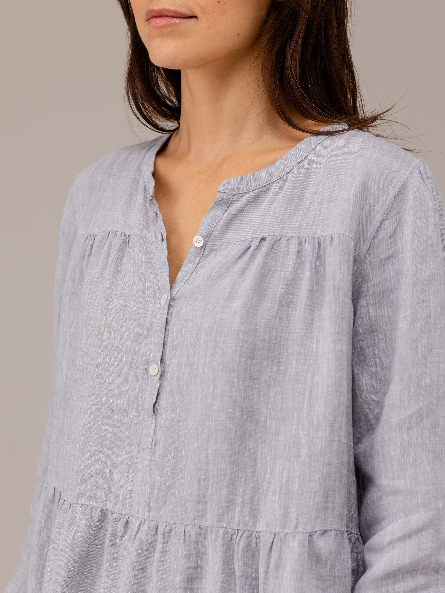 Detailansicht von Midi-Blusenkleid aus Leinen von ROBERT FRIEDMAN