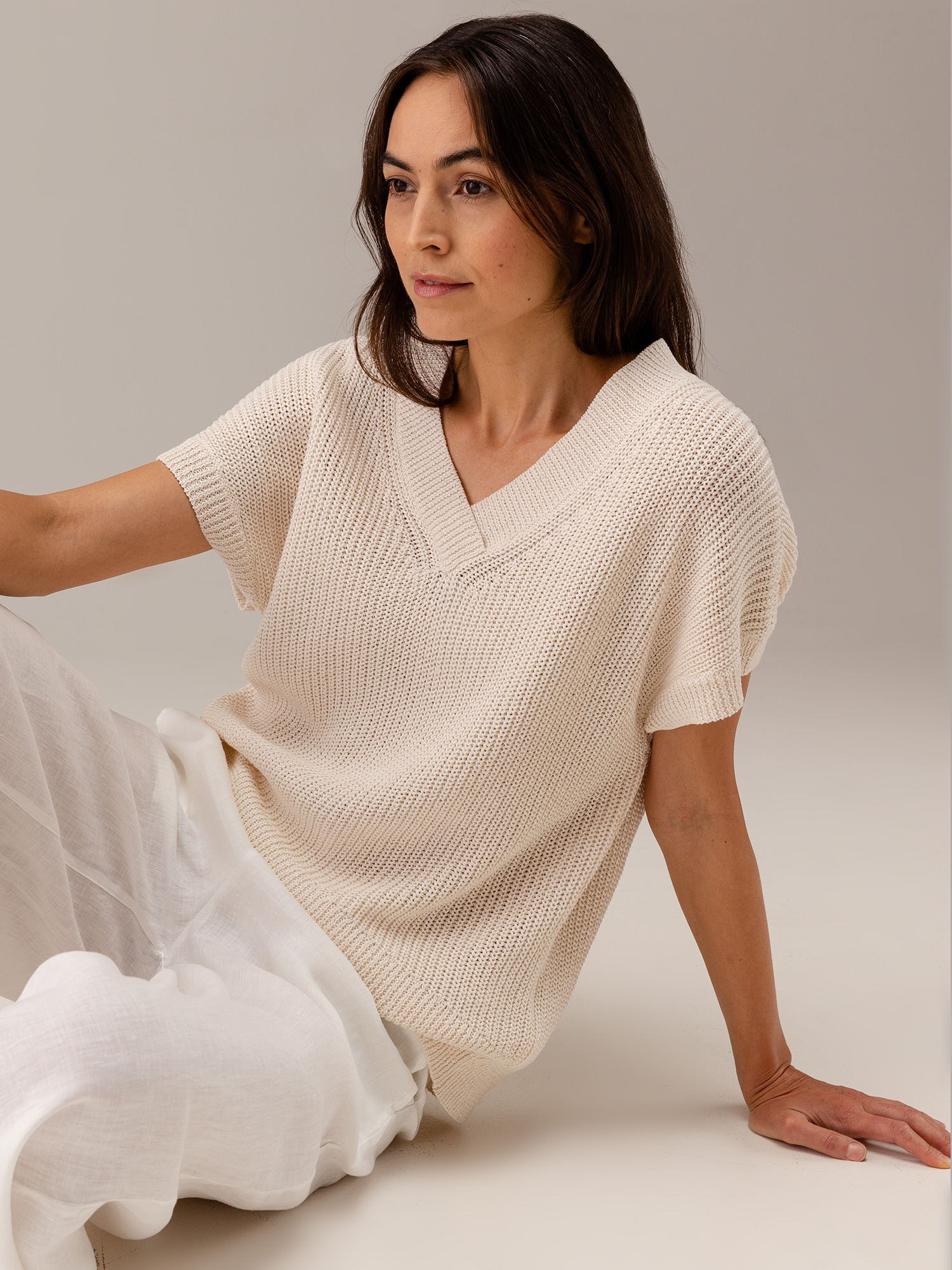 Detailansicht von Kurzarm-Pullover aus Baumwolle von DANIELS