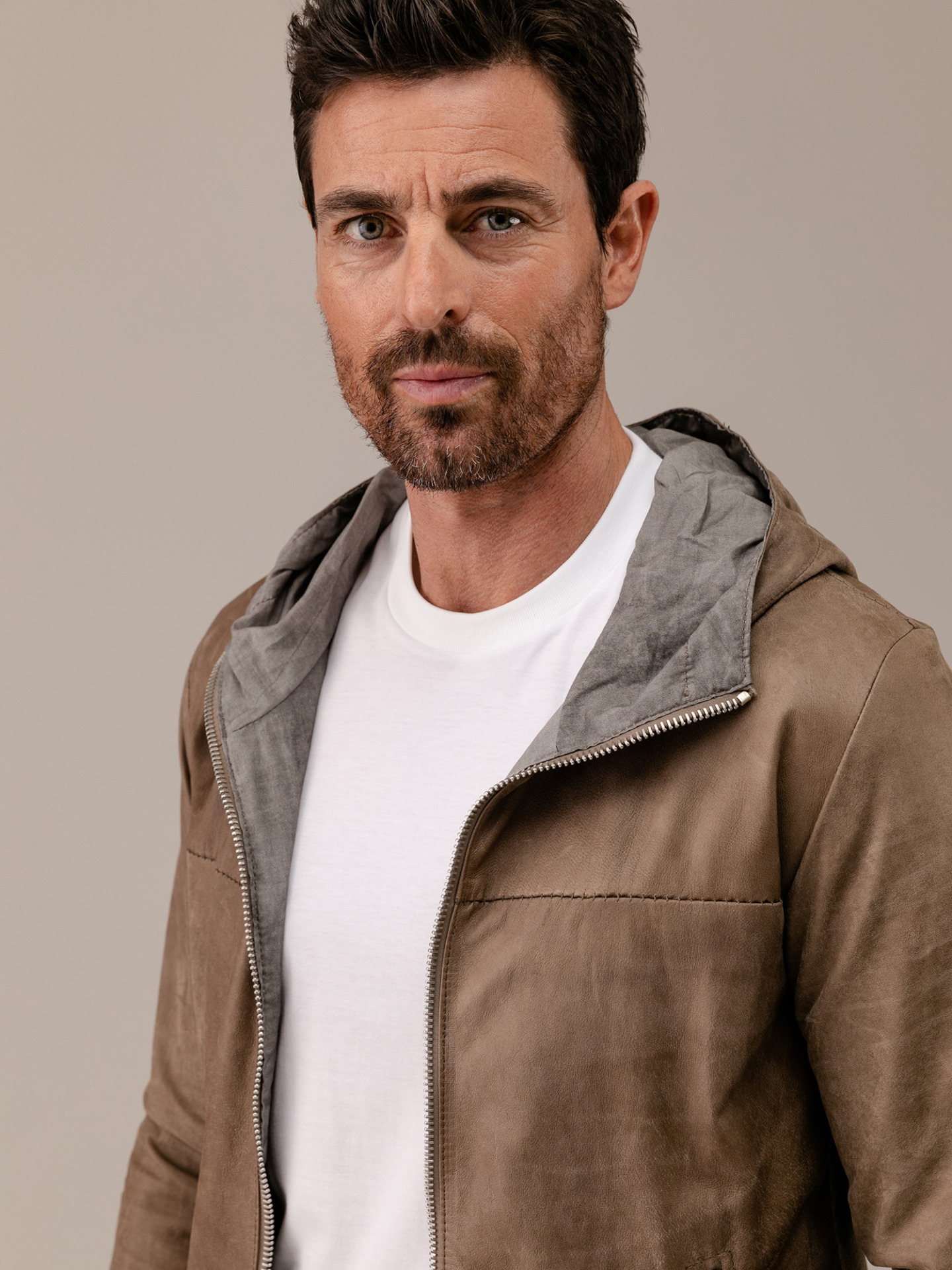 Detailansicht von Lederjacke von GIORGIO BRATO