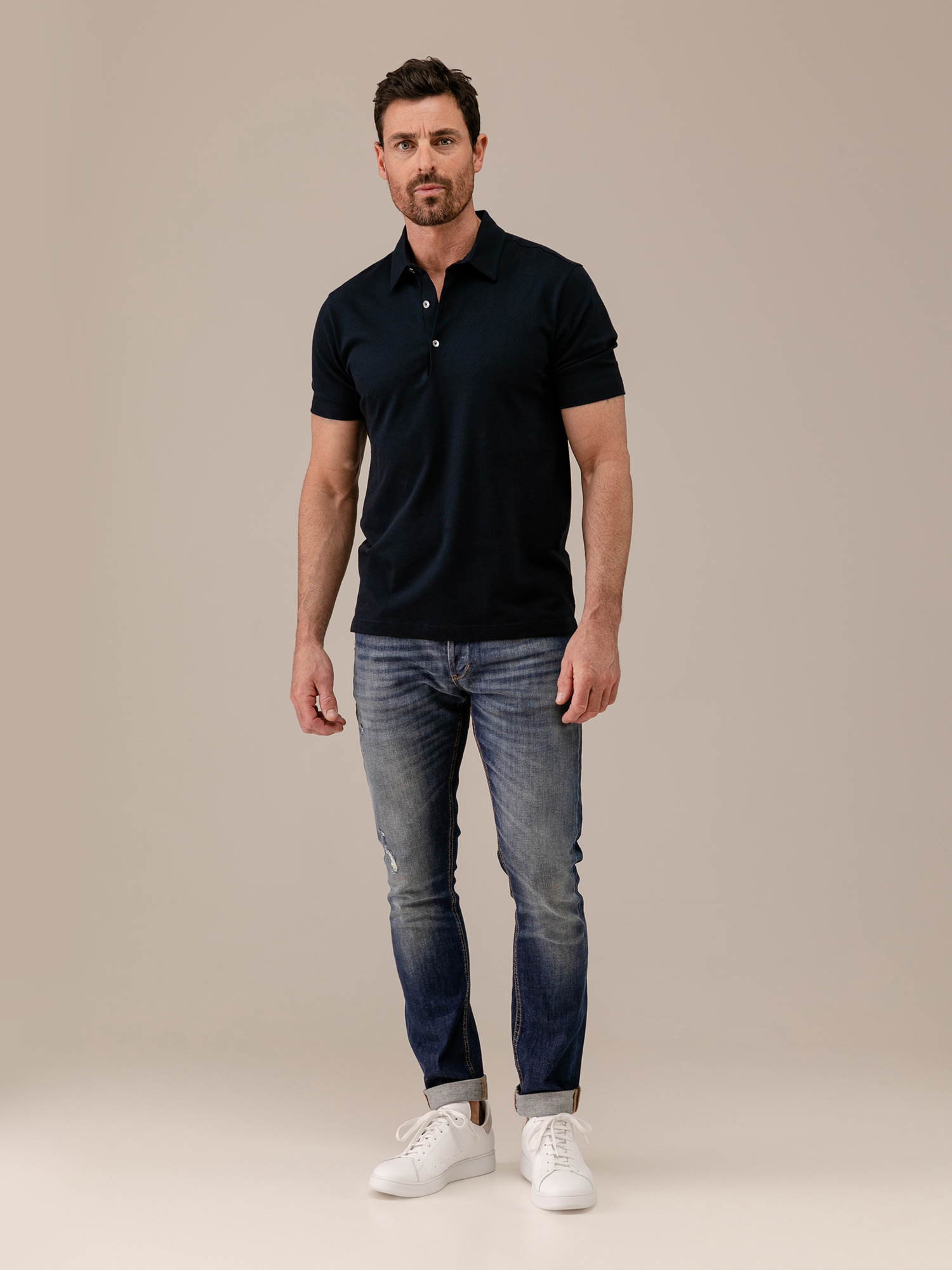 Detailansicht von Kurzarm-Poloshirt aus Baumwolle von STEFAN BRANDT