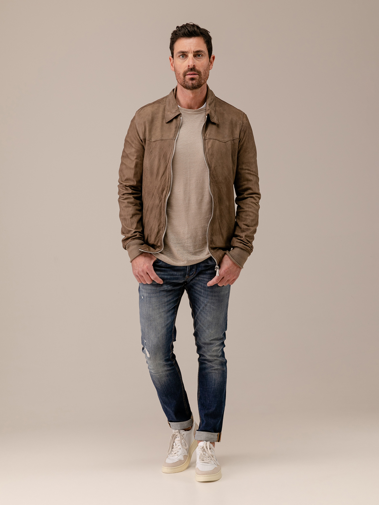 Detailansicht von Lederblouson von GIORGIO BRATO