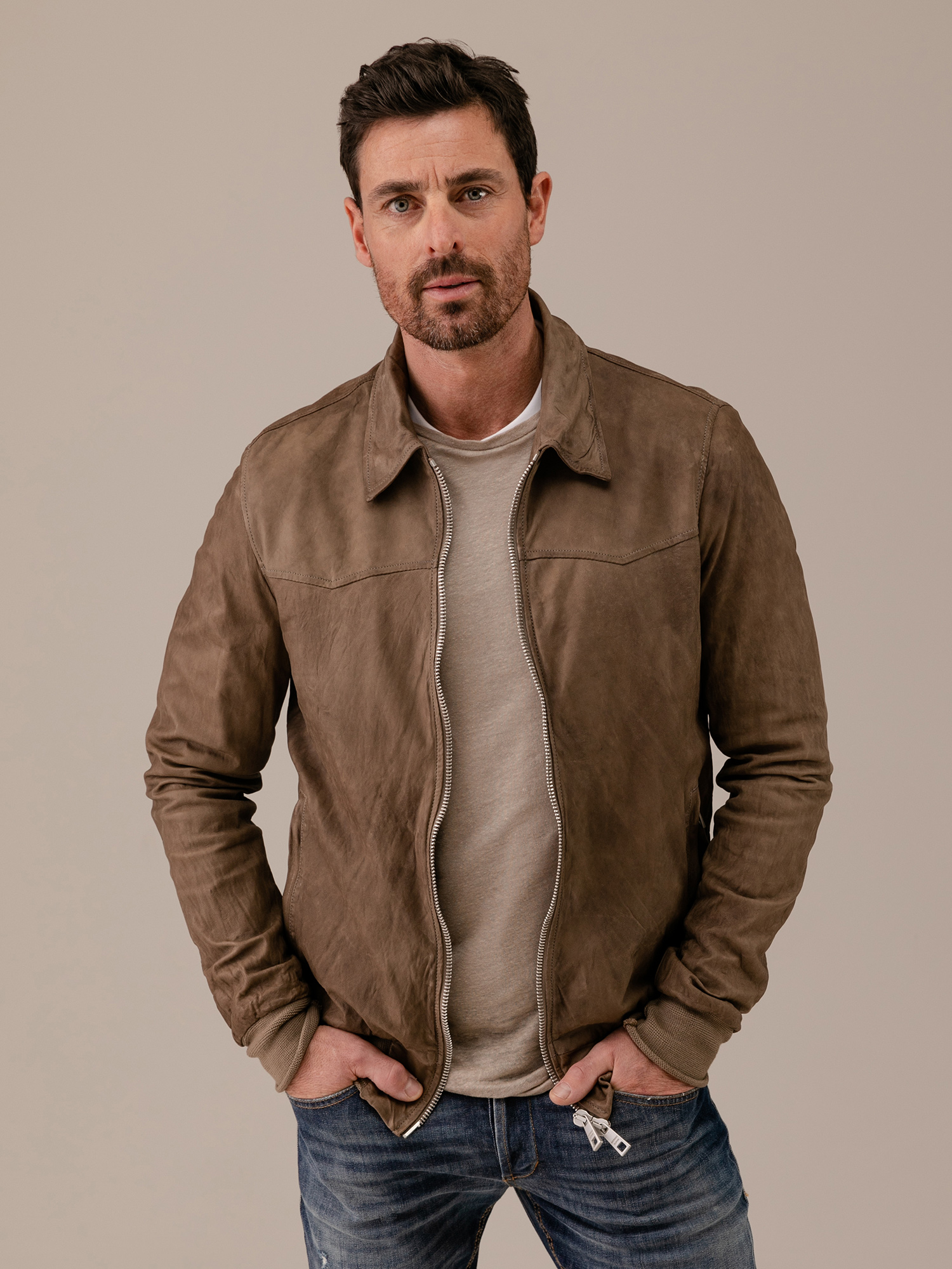 Detailansicht von Lederblouson von GIORGIO BRATO