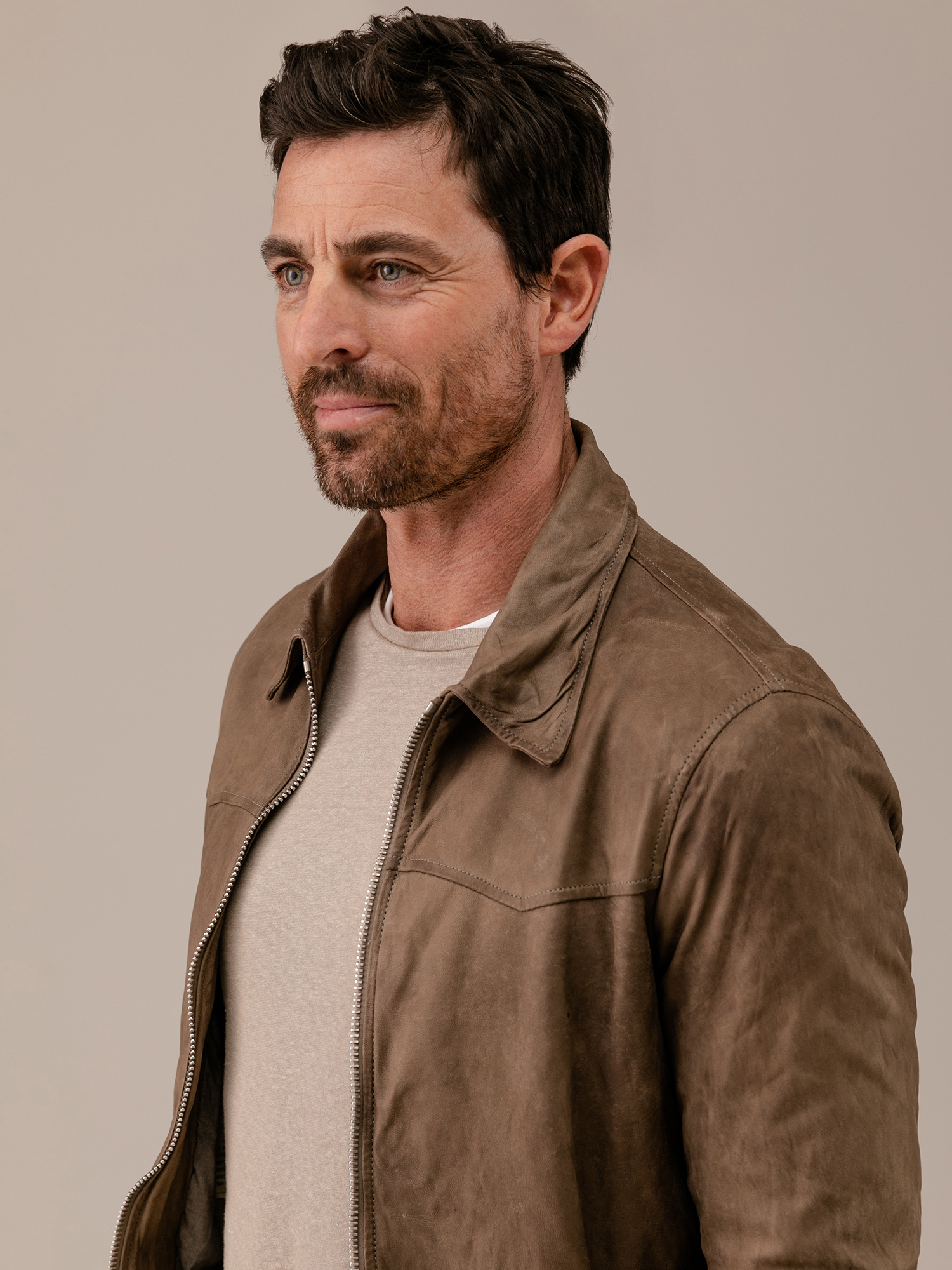 Detailansicht von Lederblouson von GIORGIO BRATO