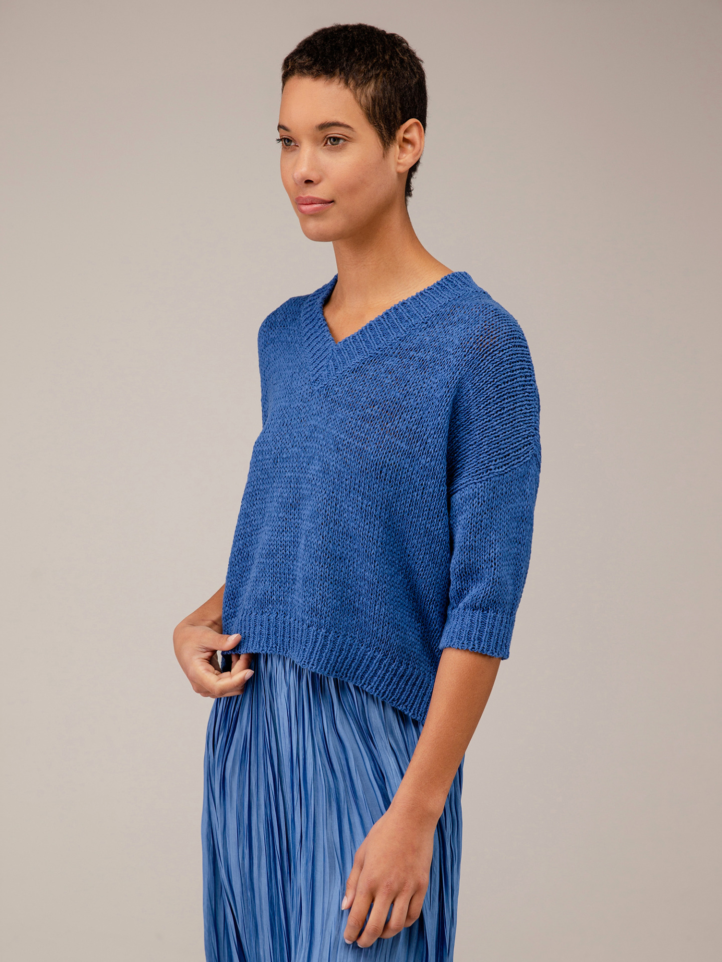 Detailansicht von Kurzarm-Pullover aus Baumwolle von ROBERTO COLLINA