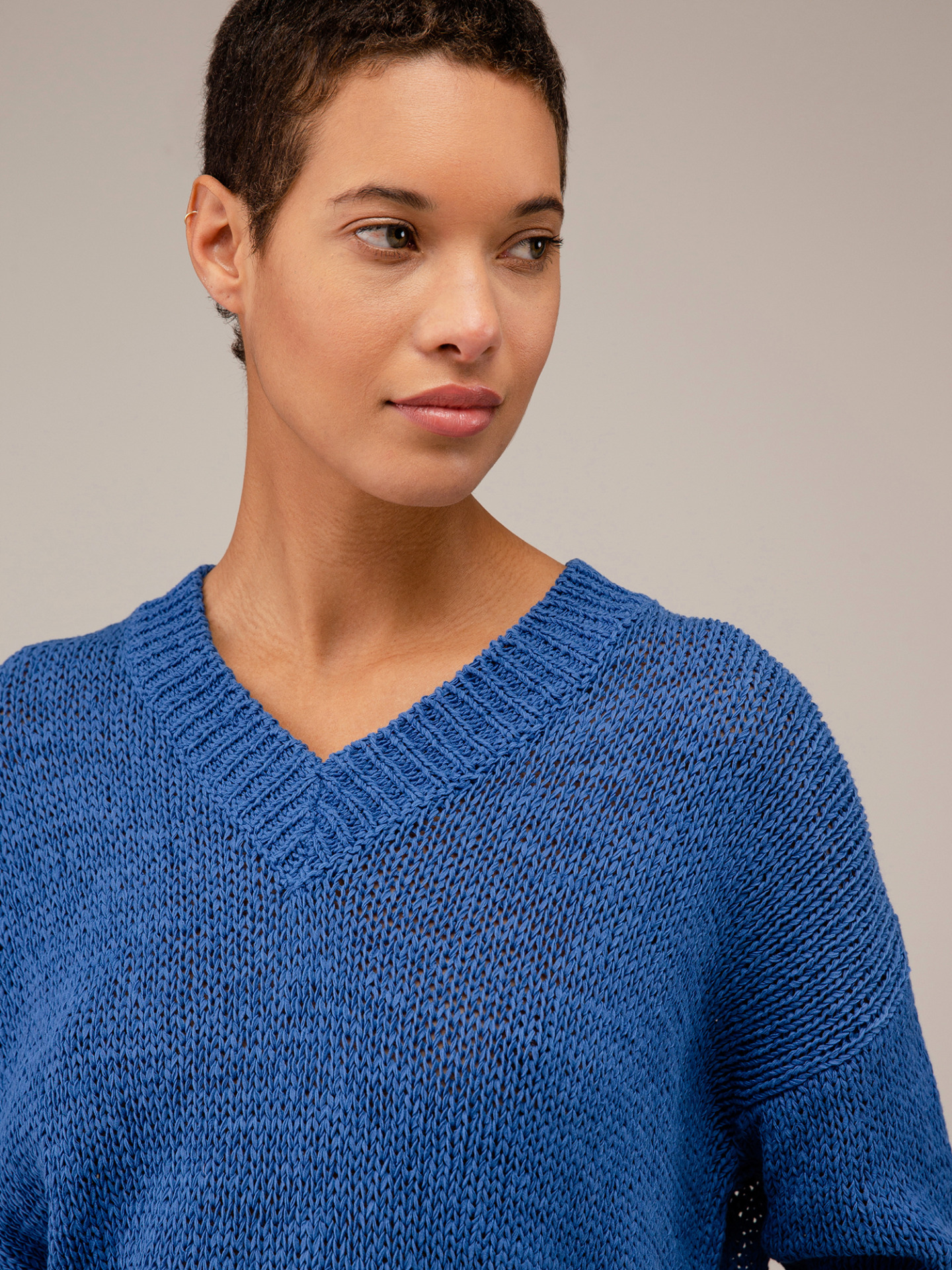 Detailansicht von Kurzarm-Pullover aus Baumwolle von ROBERTO COLLINA