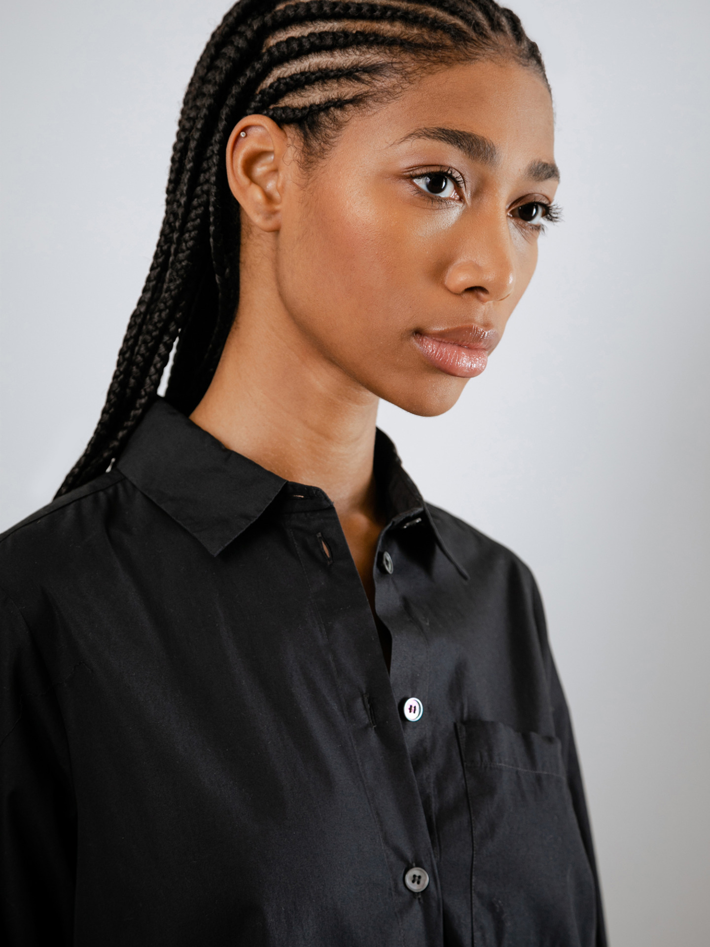 Detailansicht von Midi-Hemdblusenkleid aus Baumwolle von ROBERT FRIEDMAN