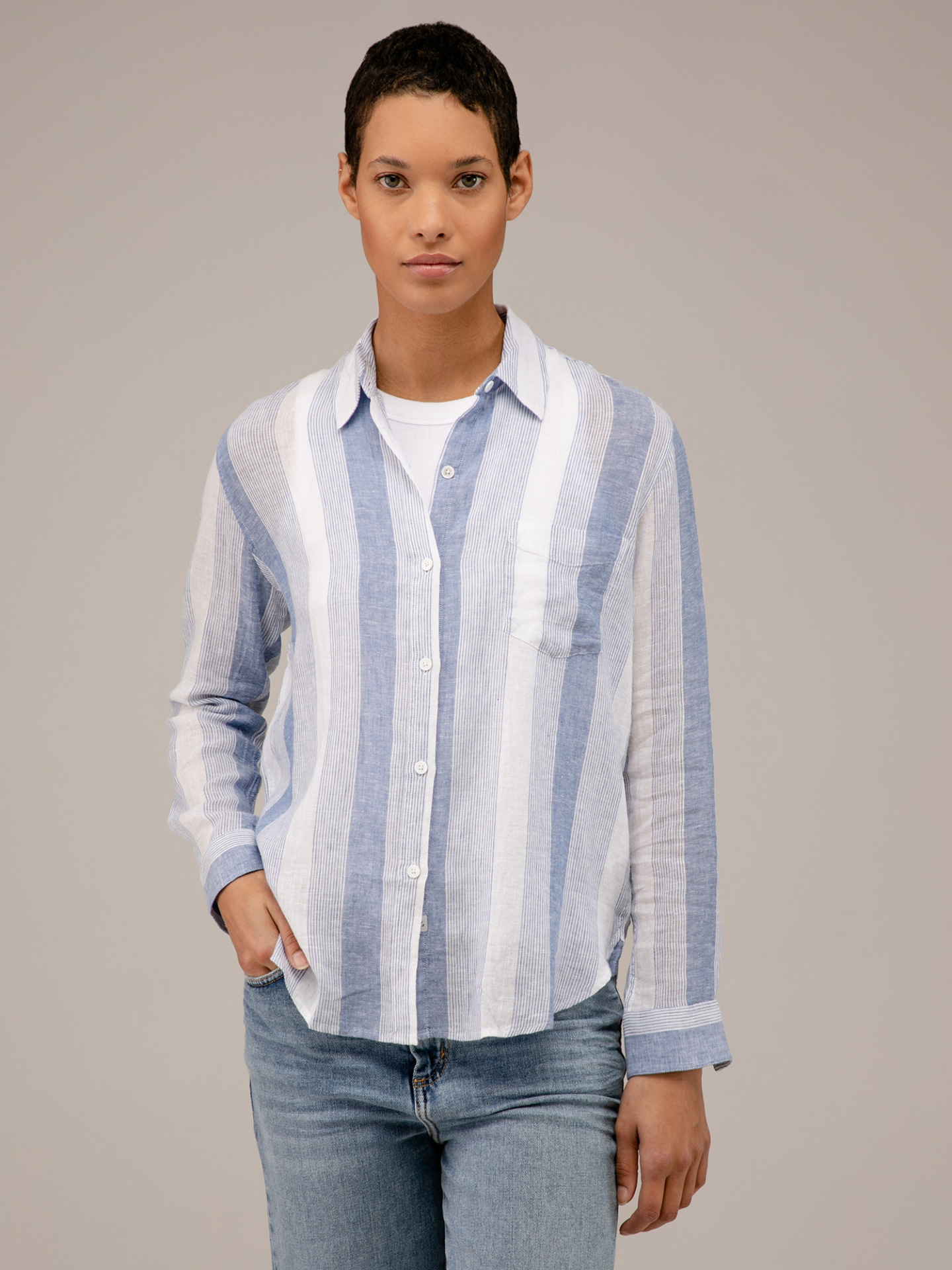 Detailansicht von Gestreifte Leinenbluse von RAILS