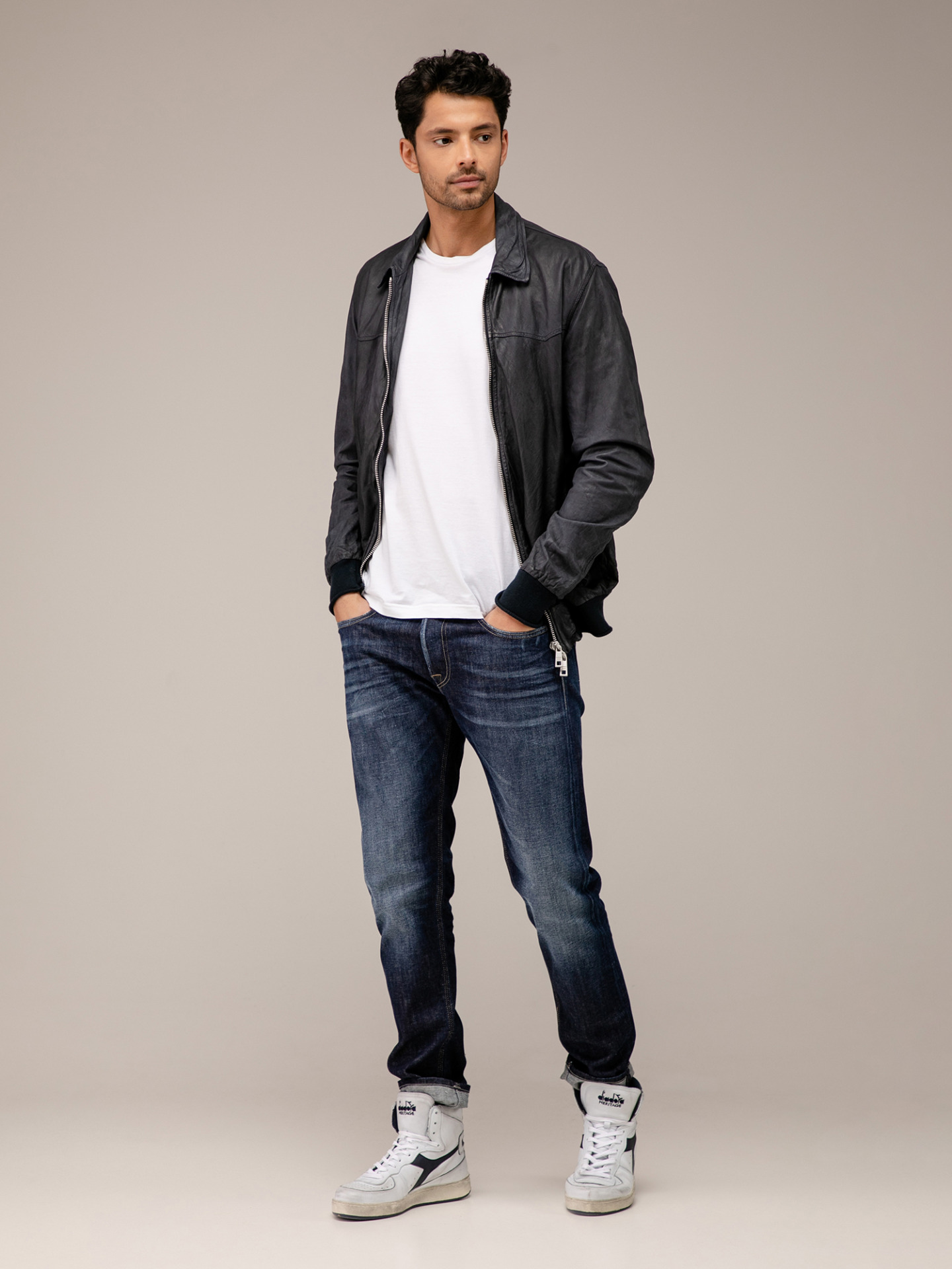 Detailansicht von Lederblouson von GIORGIO BRATO