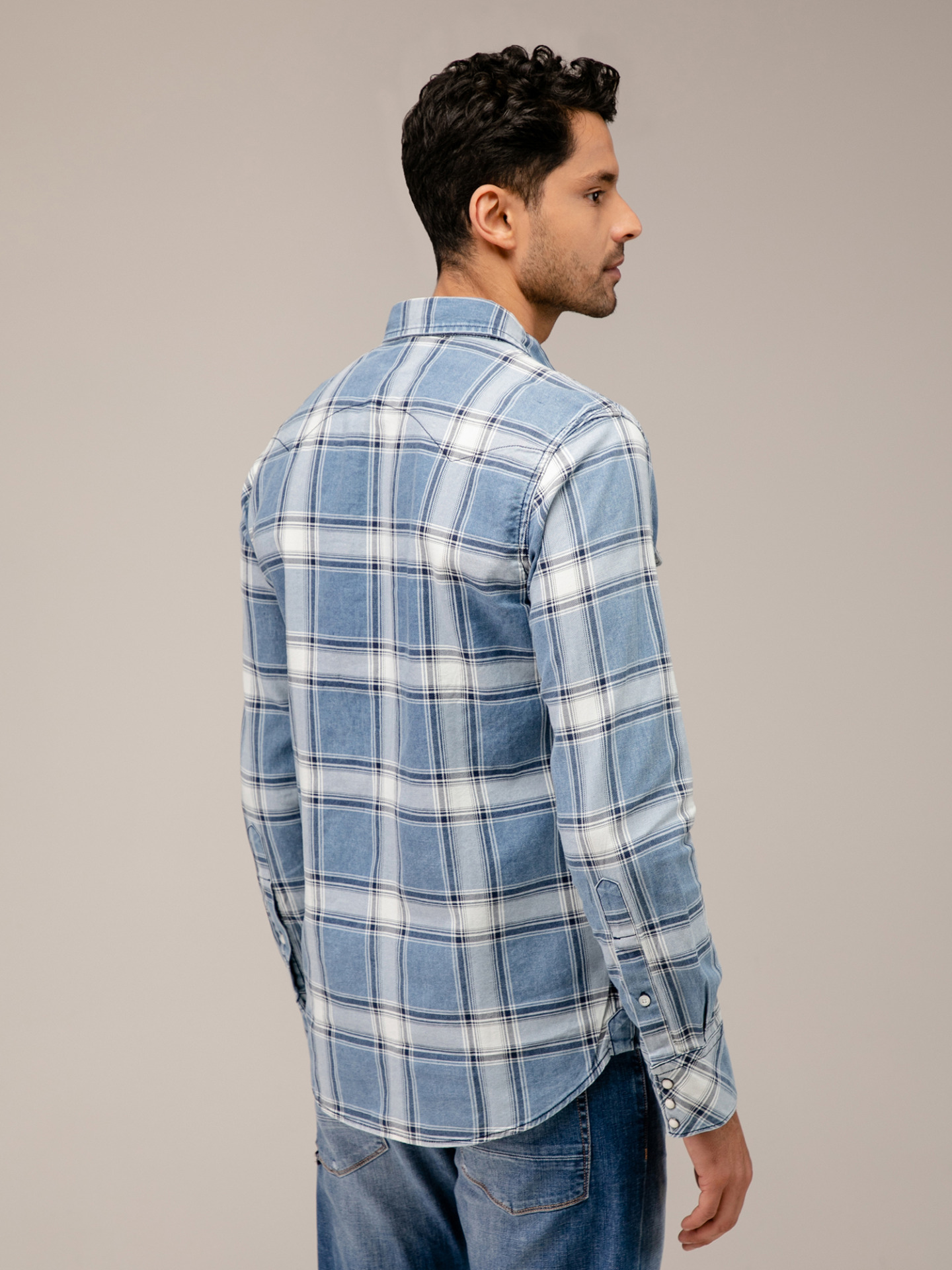 Detailansicht von Karohemd aus Baumwolle von REPLAY