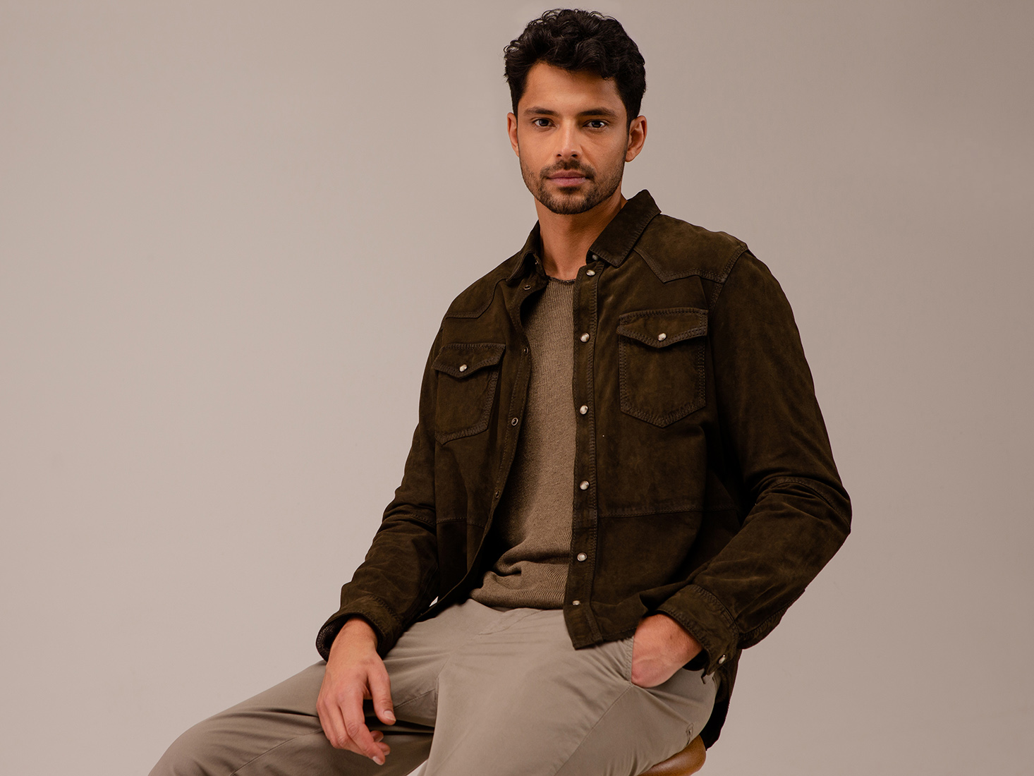 Detailansicht von Hemdjacke aus Leder von THE JACK LEATHERS